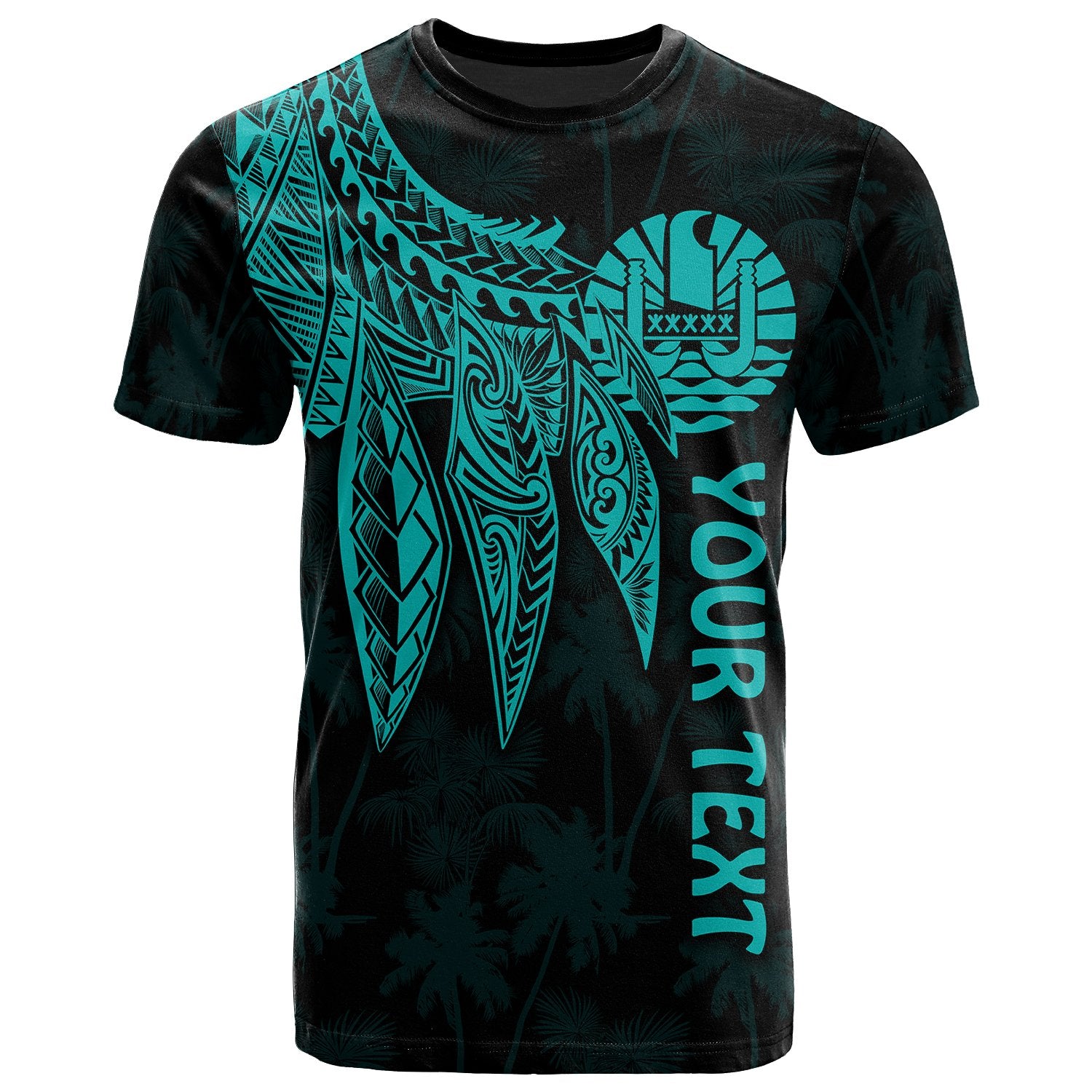 Tahiti Custom T Shirt Polynesian Wings (Turquoise) Unisex Turquoise - Polynesian Pride