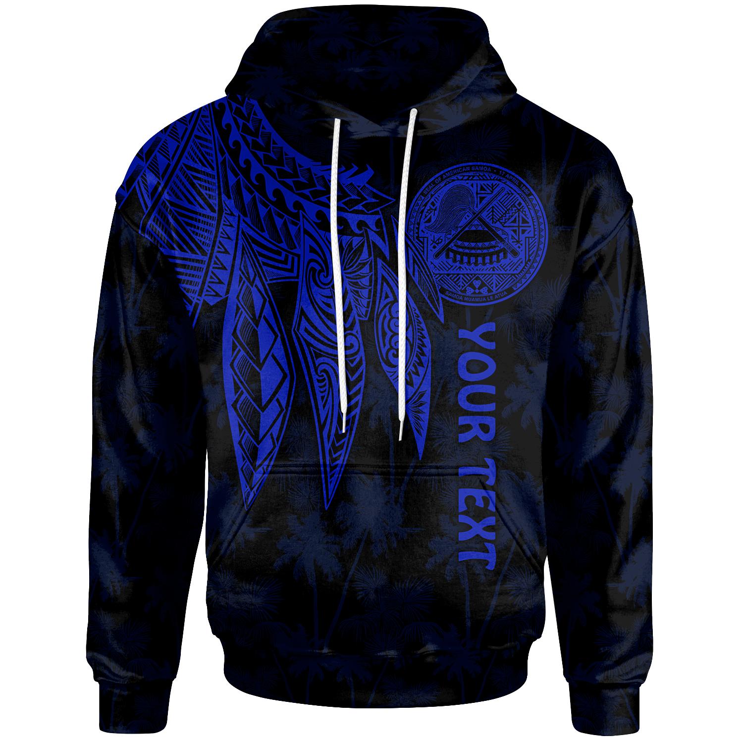 American Samoa Custom Hoodie Polynesian Wings (Blue) Unisex Blue - Polynesian Pride