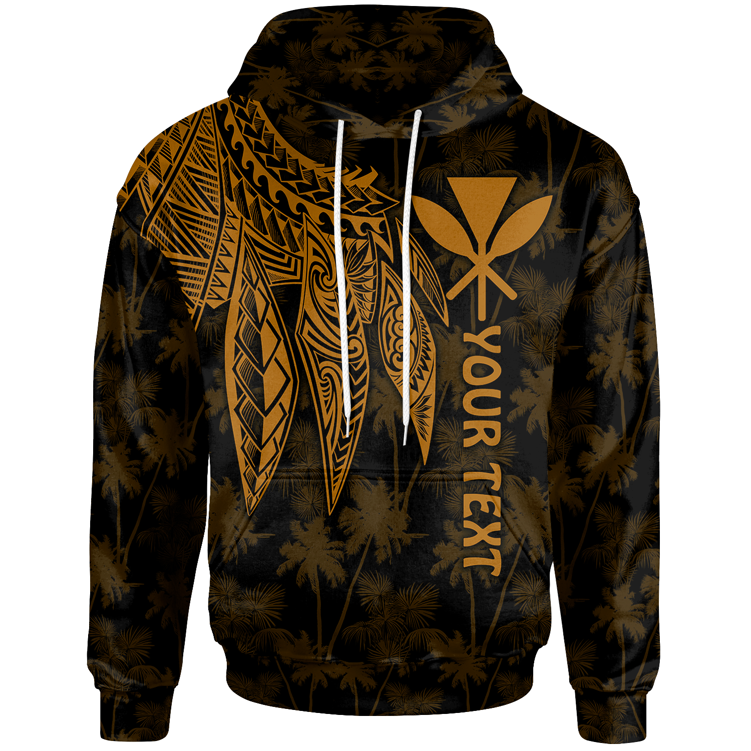 Polynesian Hawaii Kanaka Maoli Custom Hoodie Polynesian Wings (Golden) Unisex Golden - Polynesian Pride