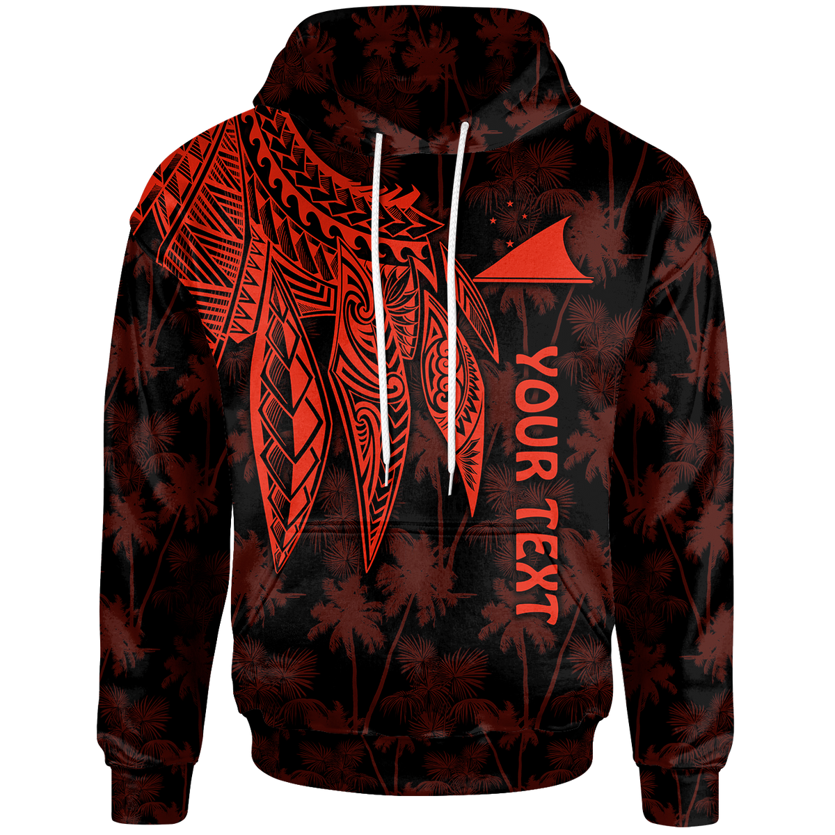 Tokelau Polynesian Zip up Hoodie Polynesian Wings (Red) Unisex Red - Polynesian Pride
