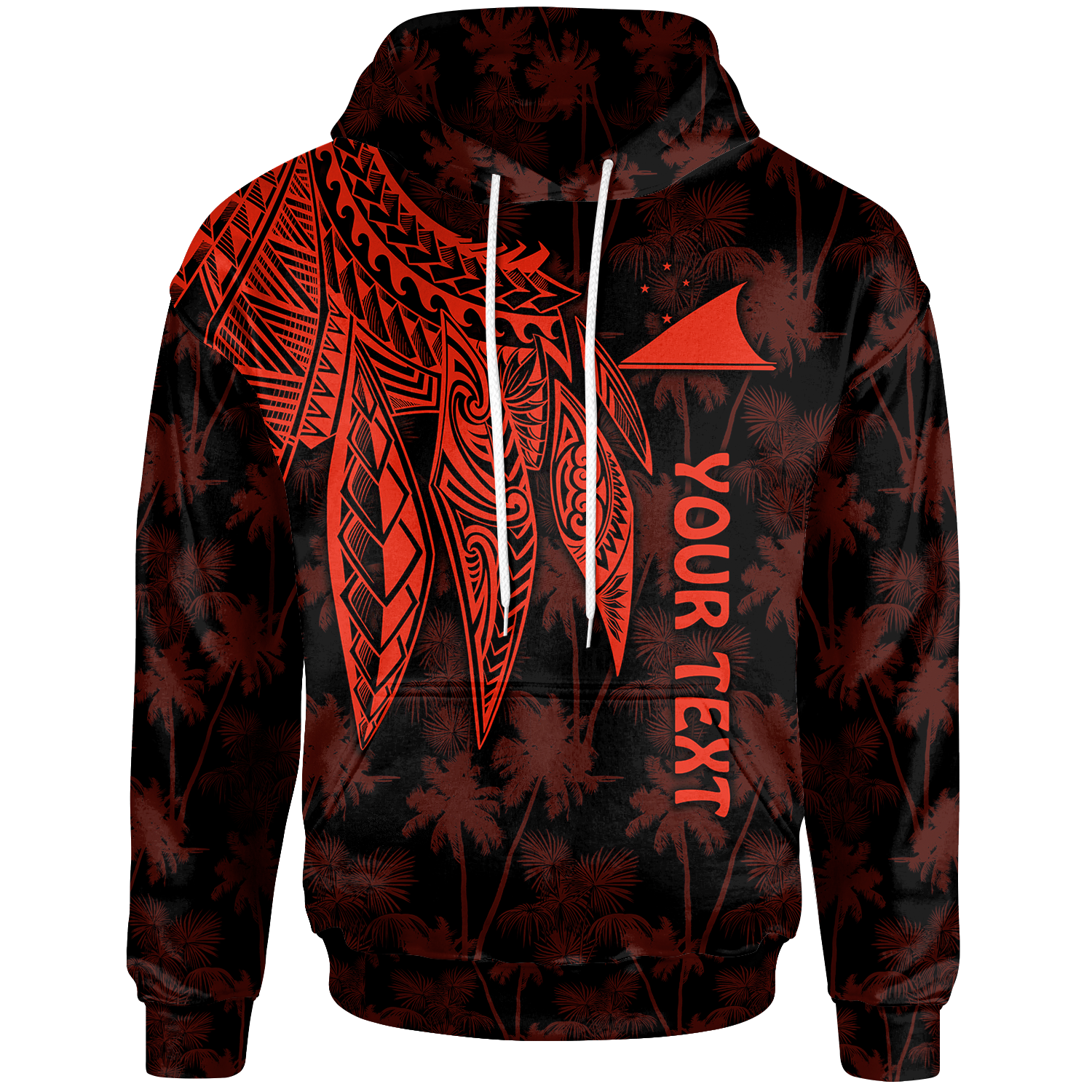 Tokelau Polynesian Zip up Hoodie Polynesian Wings (Red) Unisex Red - Polynesian Pride