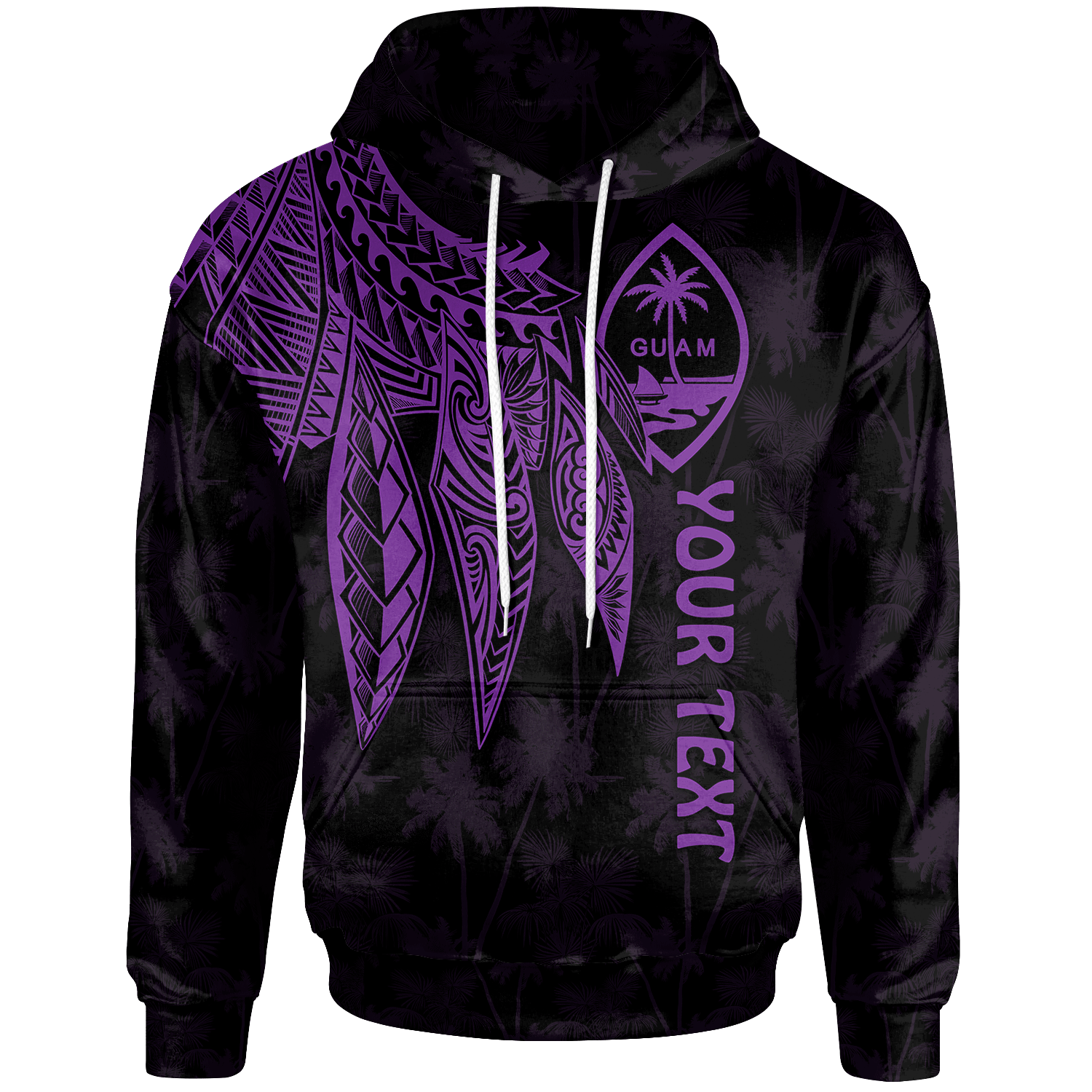 Guam Custom Hoodie Polynesian Wings (Purple) Unisex Purple - Polynesian Pride