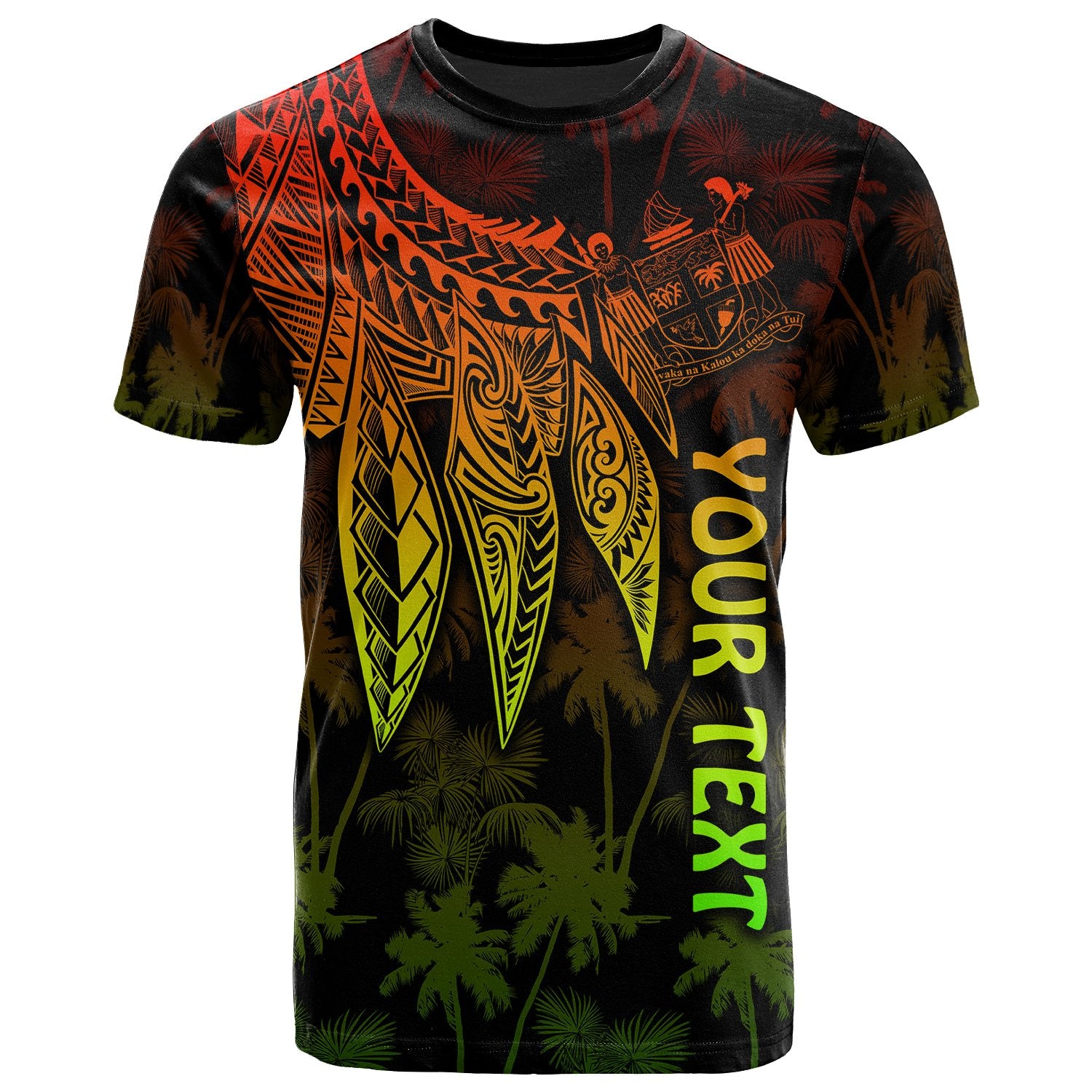 Fiji Custom T Shirt Polynesian Wings (Reggae) Unisex Reggae - Polynesian Pride