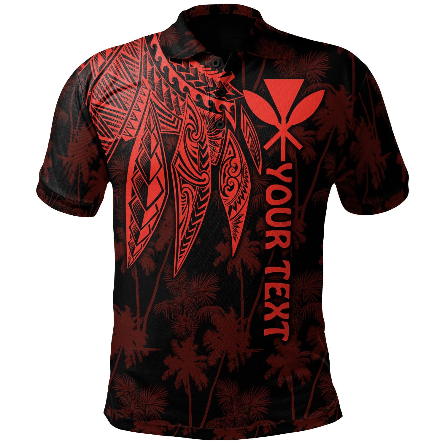 Hawaii Custom Polo Shirt Kanaka Maoli with Polynesian Wings (Red) Unisex Red - Polynesian Pride