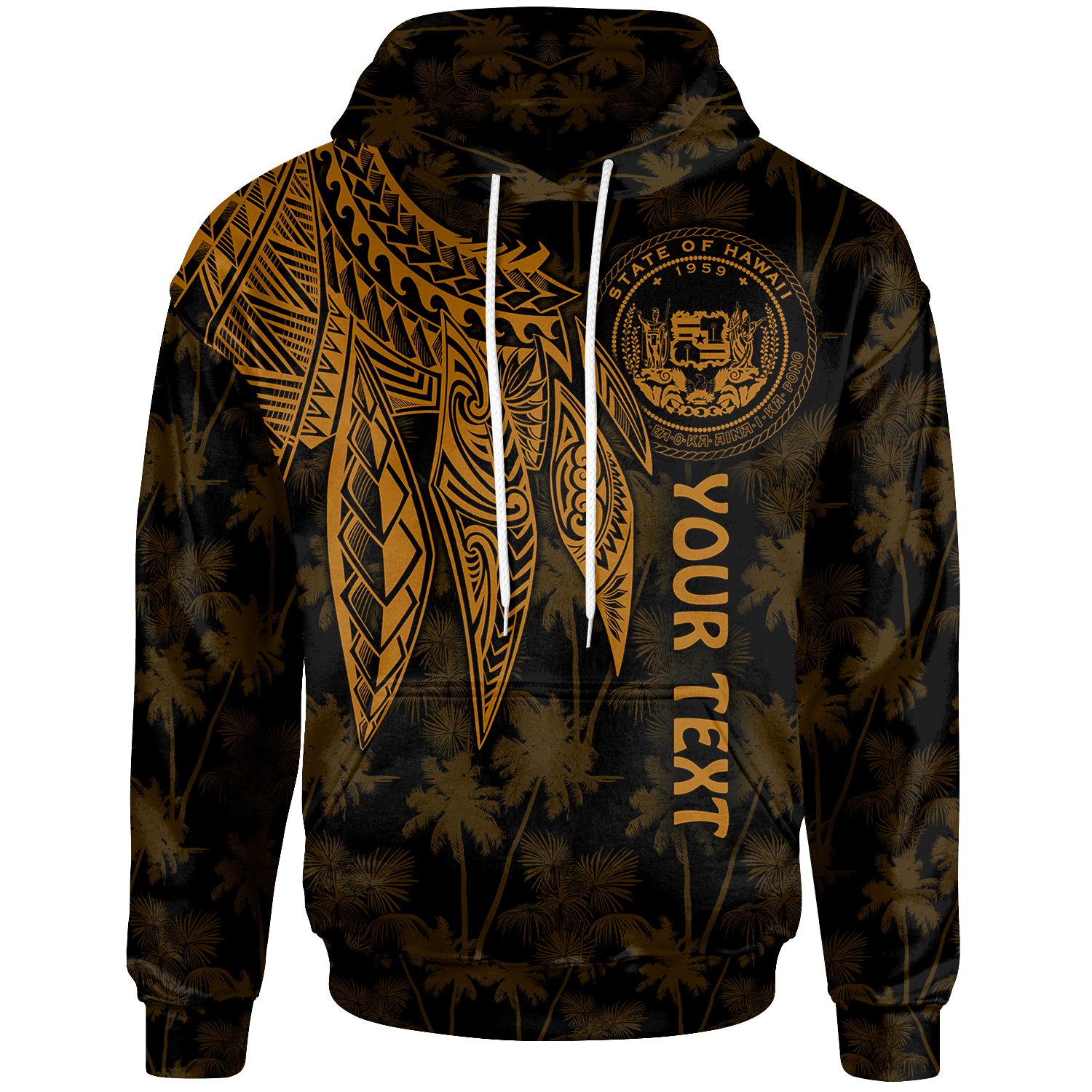 Polynesian Hawaii Custom Hoodie Polynesian Wings (Golden) Unisex Golden - Polynesian Pride