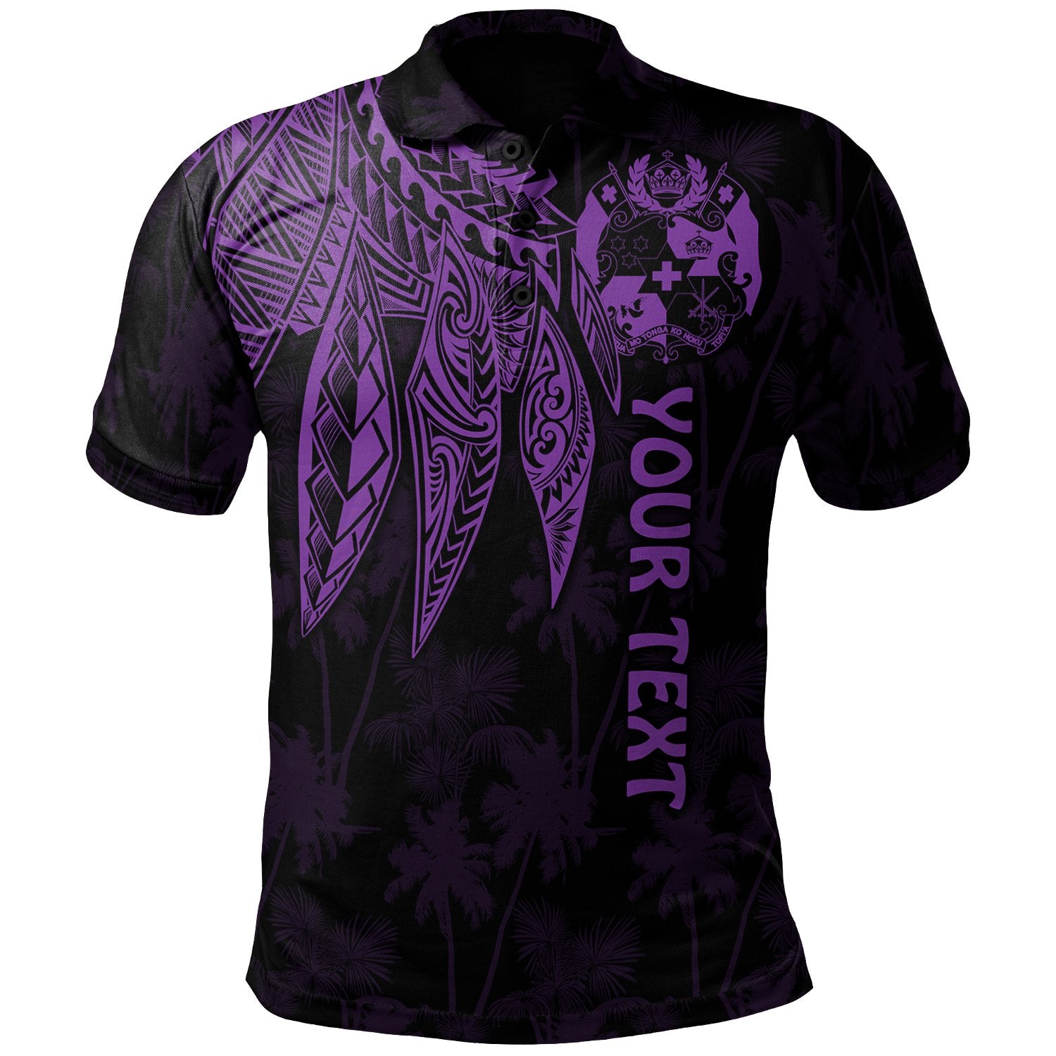 Tonga Custom Polo Shirt Polynesian Wings (Purple) Unisex Purple - Polynesian Pride