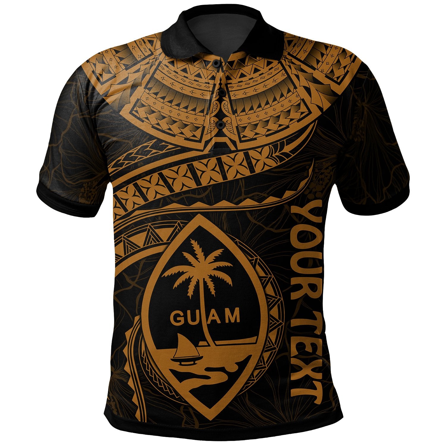 Guam Polynesian Custom Polo Shirt Guam Waves (Golden) Unisex Golden - Polynesian Pride