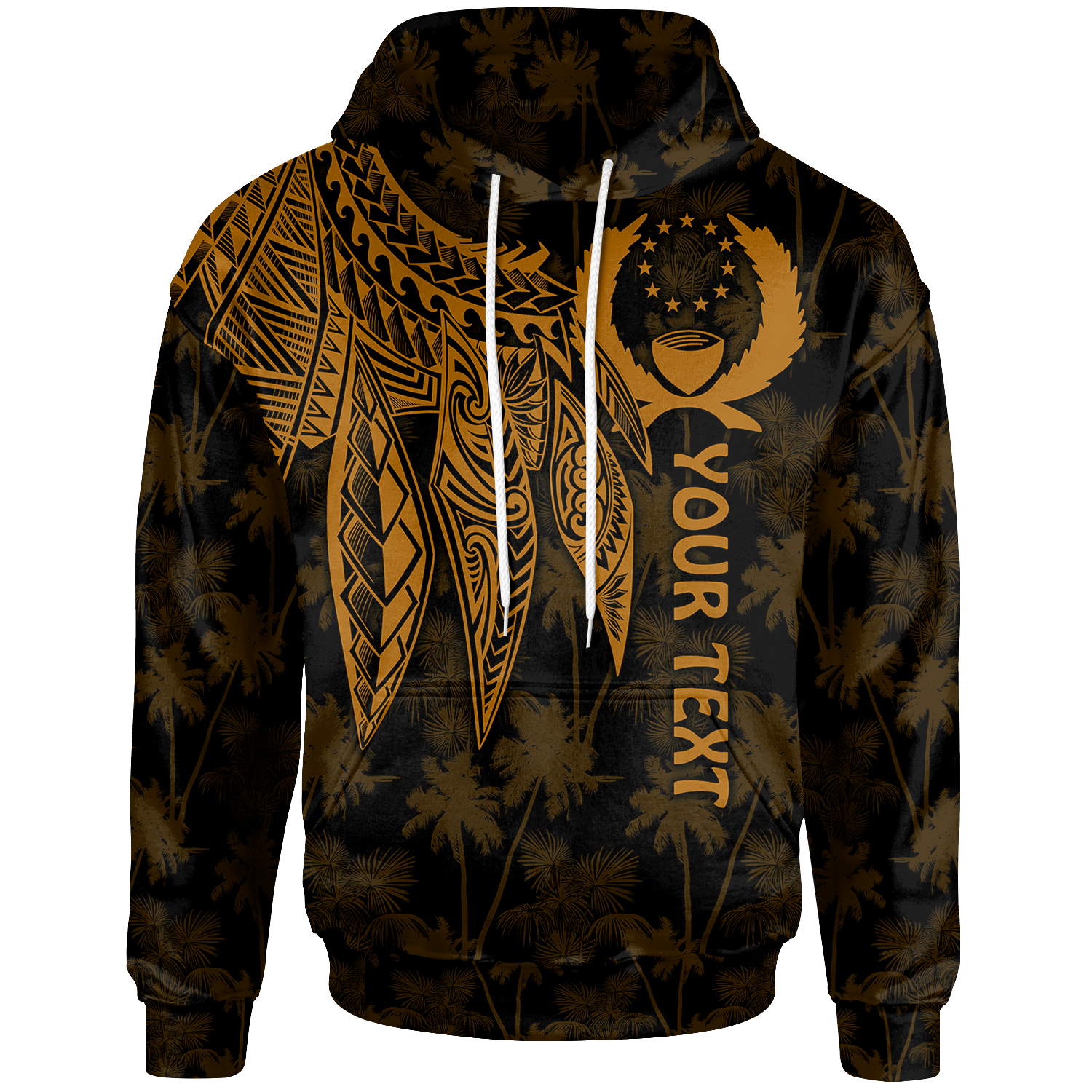 Pohnpei Custom Hoodie Polynesian Wings (Golden) Unisex Golden - Polynesian Pride