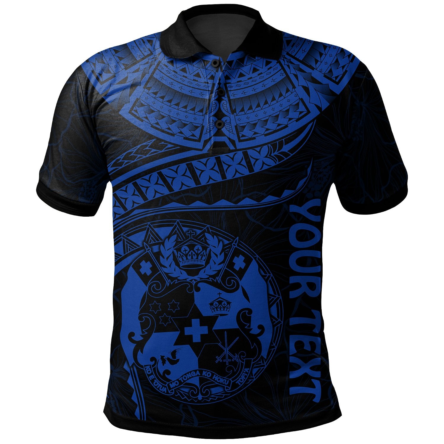 Tonga Polynesian Custom Polo Shirt Tonga Waves (Blue) Unisex Black - Polynesian Pride