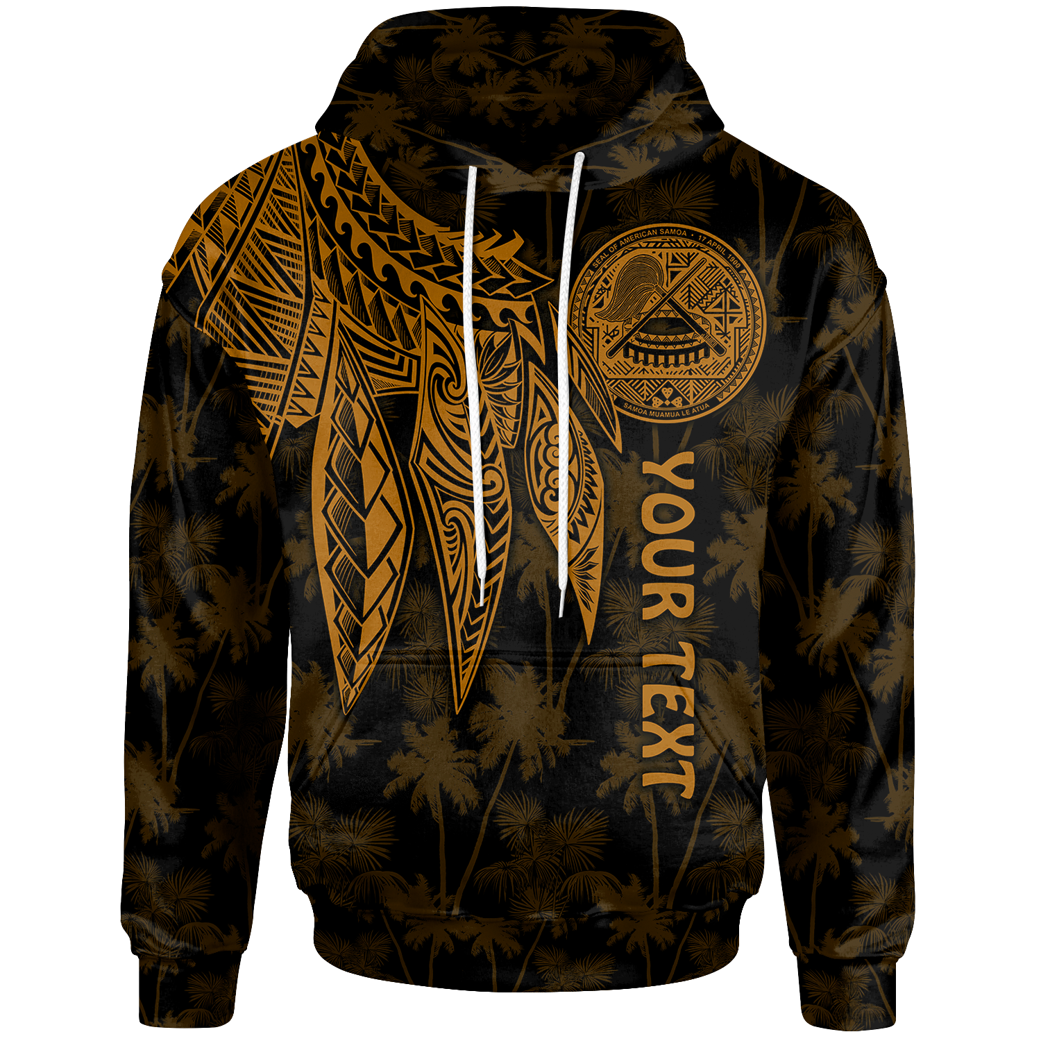 American Samoa Custom Hoodie Polynesian Wings (Golden) Unisex Golden - Polynesian Pride