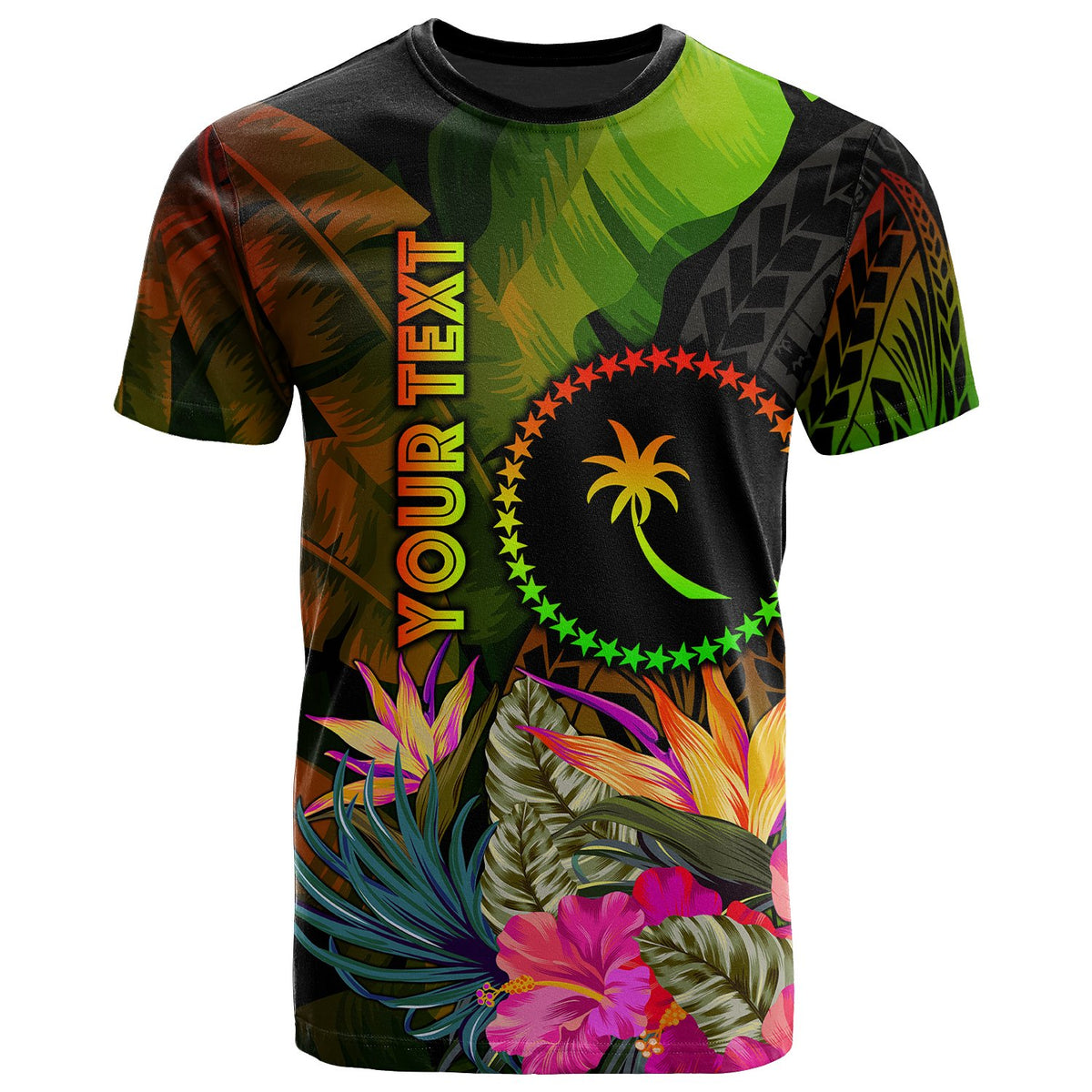 Chuuk Polynesian Custom T Shirt Hibiscus and Banana Leaves Unisex Reggae - Polynesian Pride