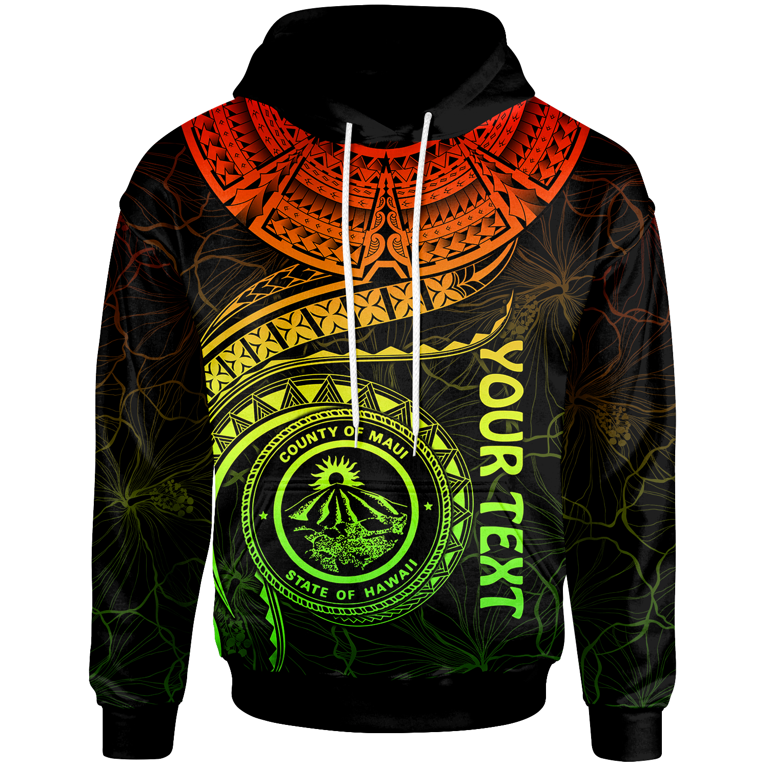 Polynesian Hawaii Custom Hoodie Maui Polynesian Waves (Reggae) Unisex Reggae - Polynesian Pride