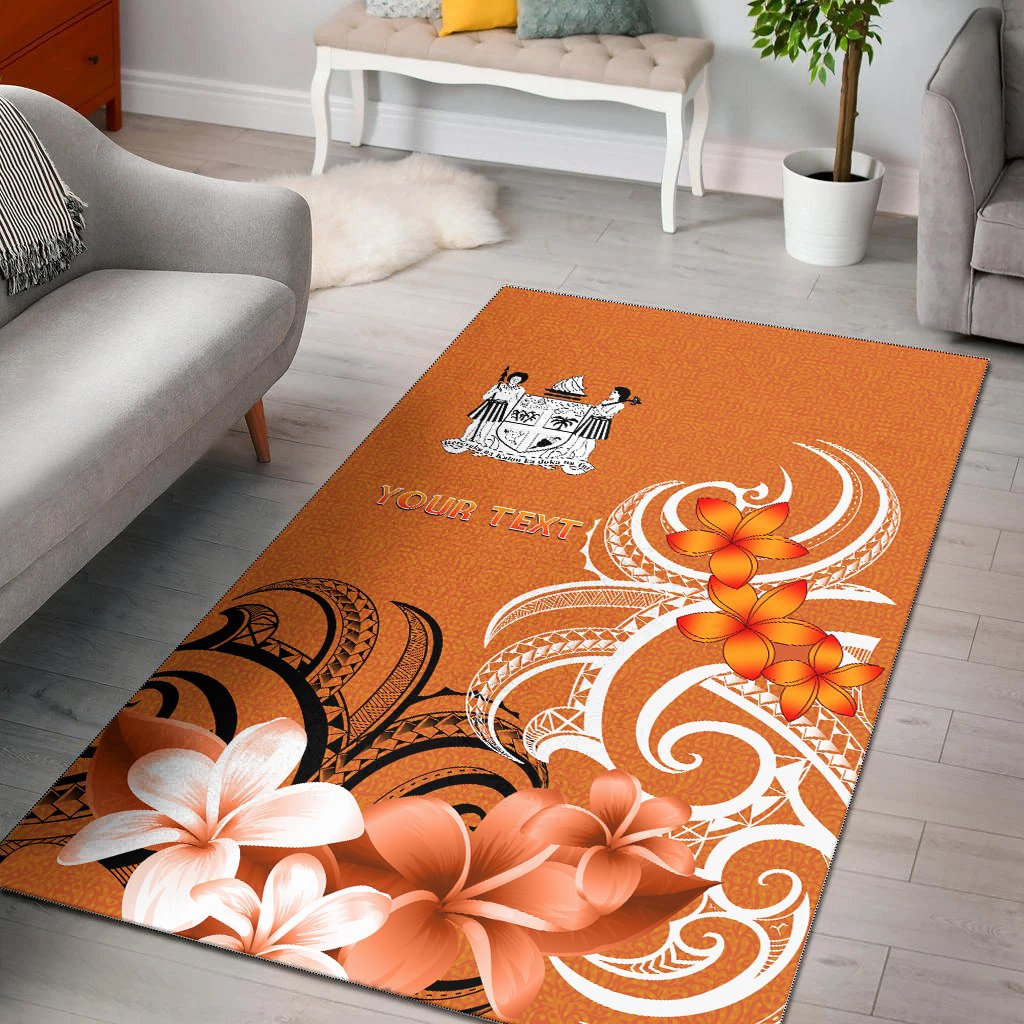 Custom Fiji Personalised Area Rug - Fijian Spirit Orange - Polynesian Pride