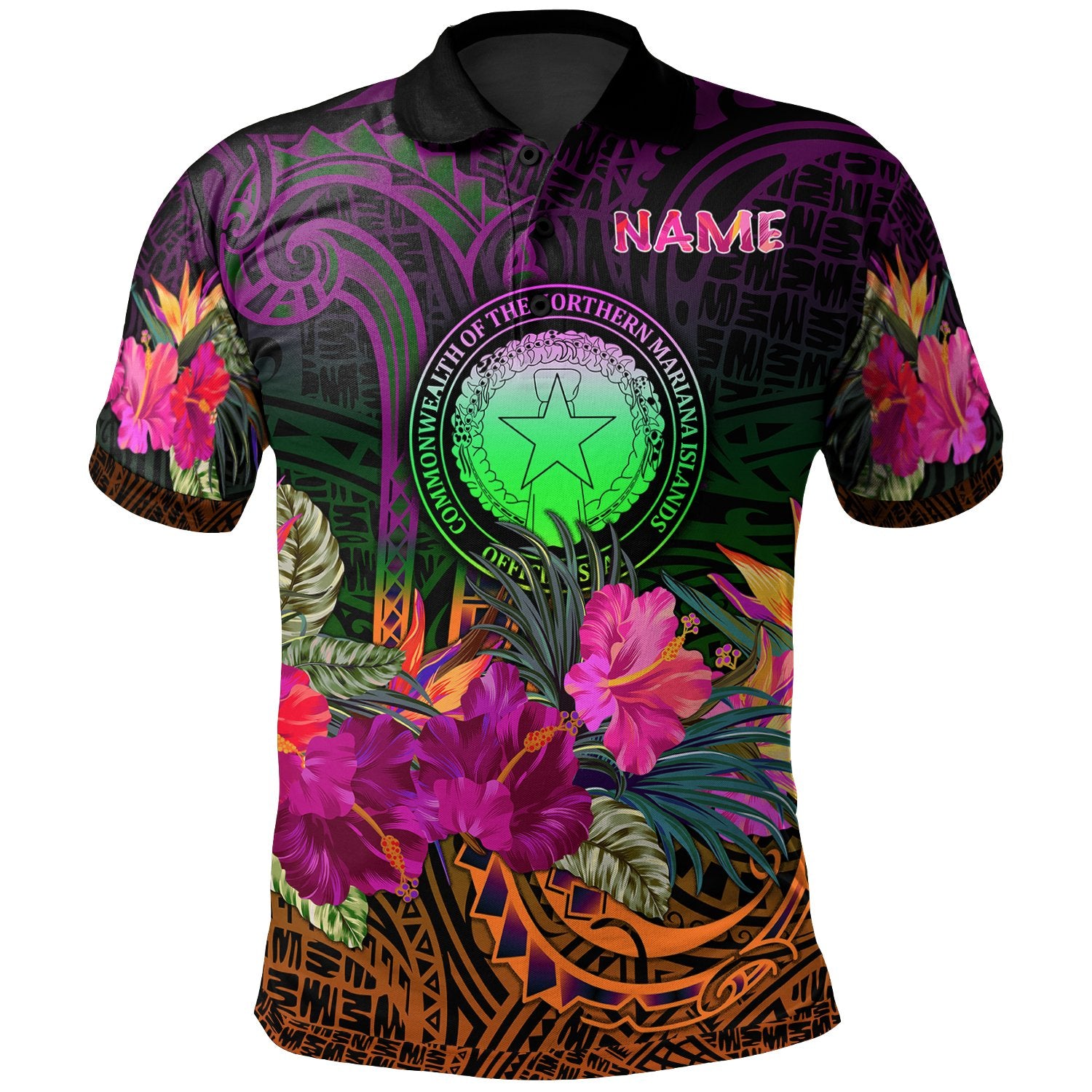 Northern Mariana Islands Custom Polynesian Polo Summer Hibiscus Unisex Reggae - Polynesian Pride