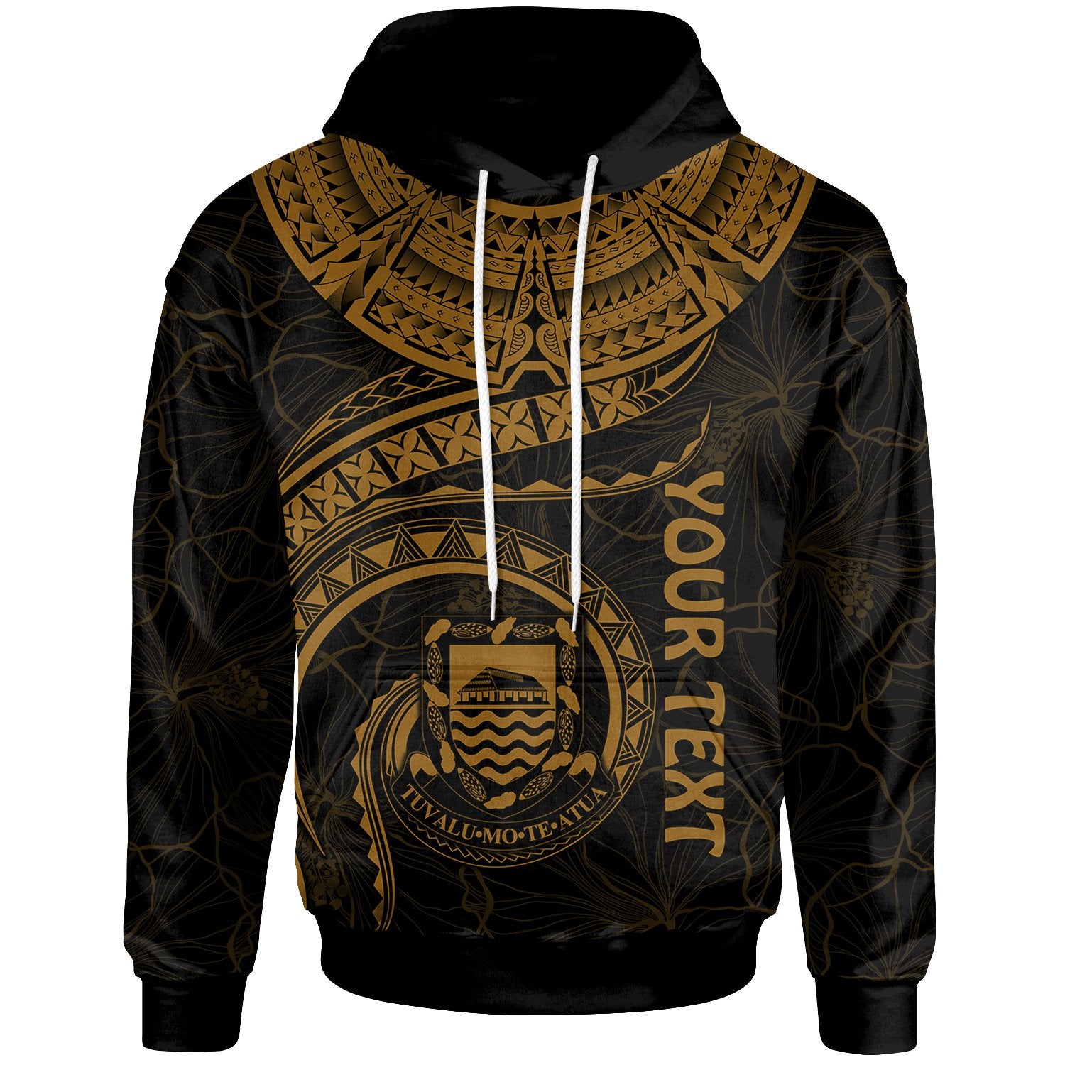 Tuvalu Polynesian Custom Hoodie Tuvalu Waves (Golden) Unisex Golden - Polynesian Pride