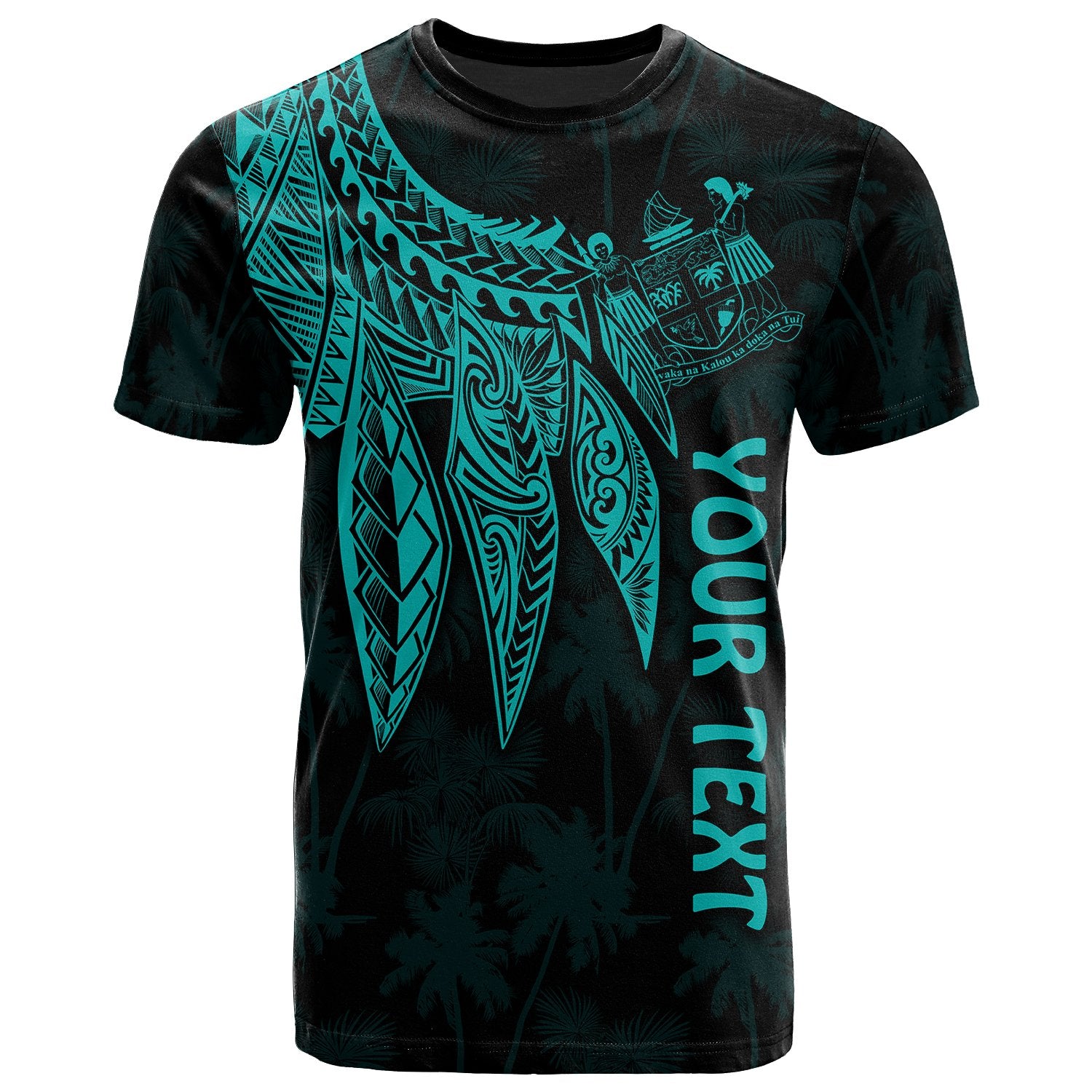 Fiji Custom T Shirt Polynesian Wings (Turquoise) Unisex Reggae - Polynesian Pride