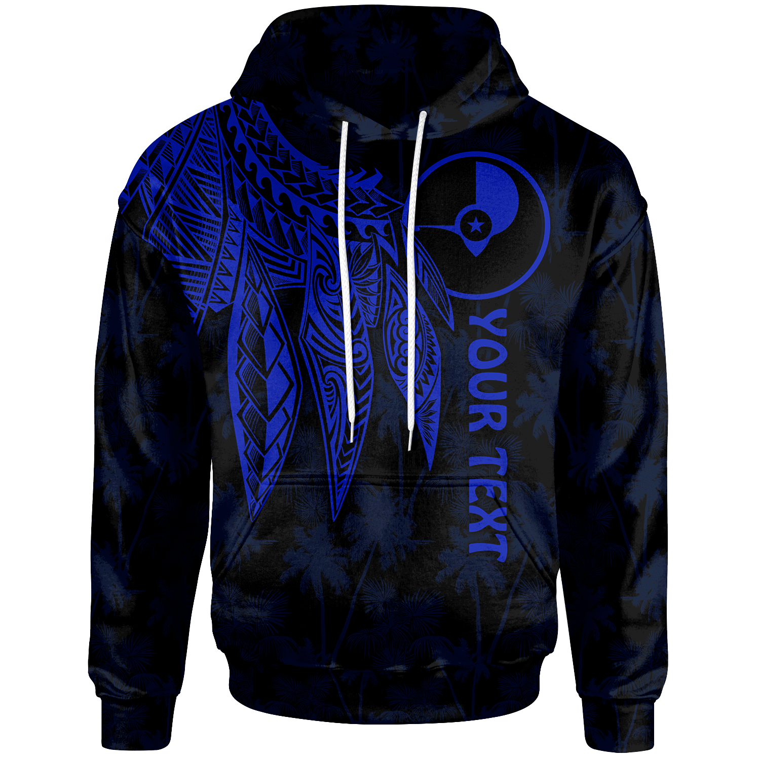 Yap Custom Hoodie Polynesian Wings (Blue) Unisex Blue - Polynesian Pride