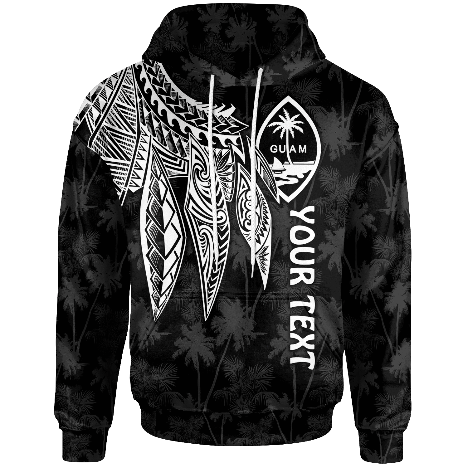 Guam Custom Hoodie Polynesian Wings (White) Unisex White - Polynesian Pride