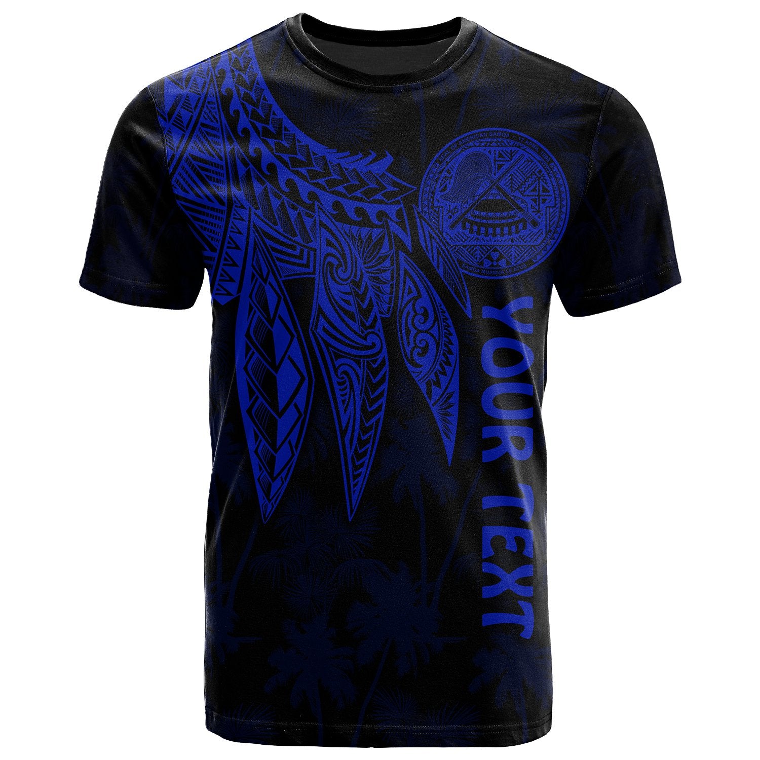 American Samoa Custom T Shirt Polynesian Wings (Blue) Unisex Blue - Polynesian Pride