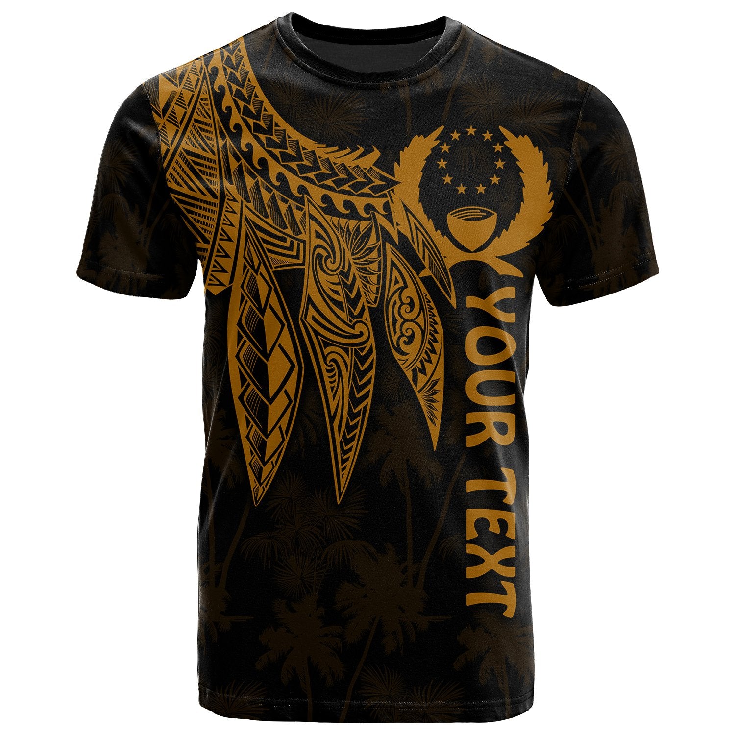 Pohnpei Custom T Shirt Polynesian Wings (Golden) Unisex Golden - Polynesian Pride