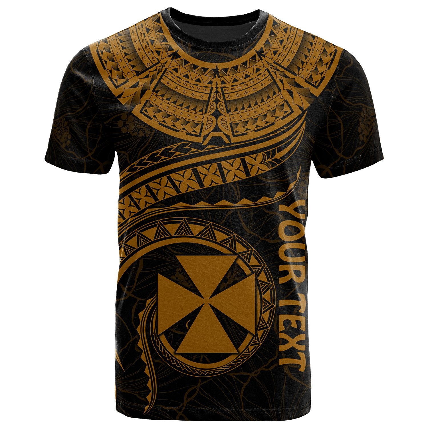 Wallis and Futuna Polynesian Custom T Shirt Wallis and Futuna Waves (Golden) Unisex Golden - Polynesian Pride