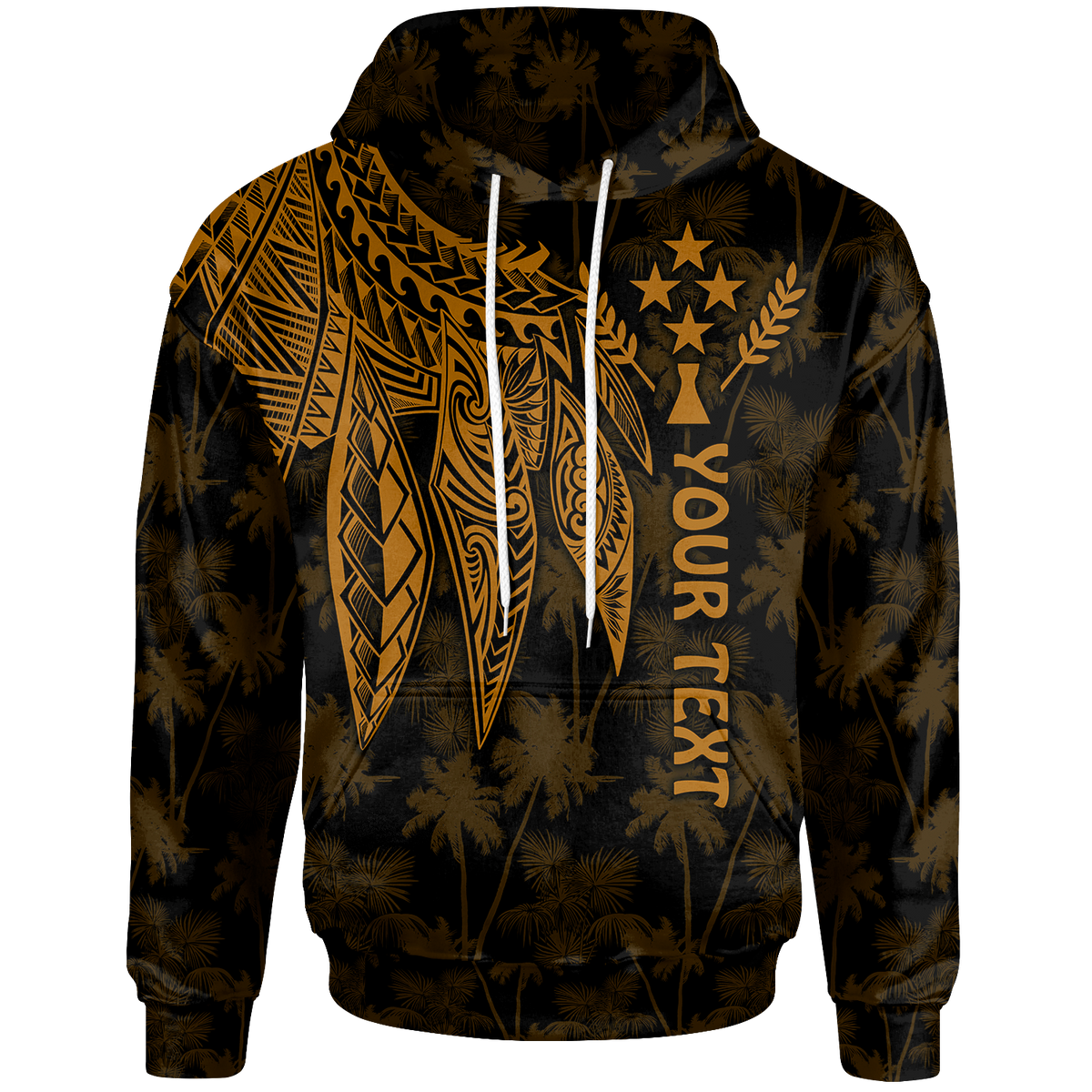 Kosrae Custom Hoodie Polynesian Wings (Golden) Unisex Golden - Polynesian Pride
