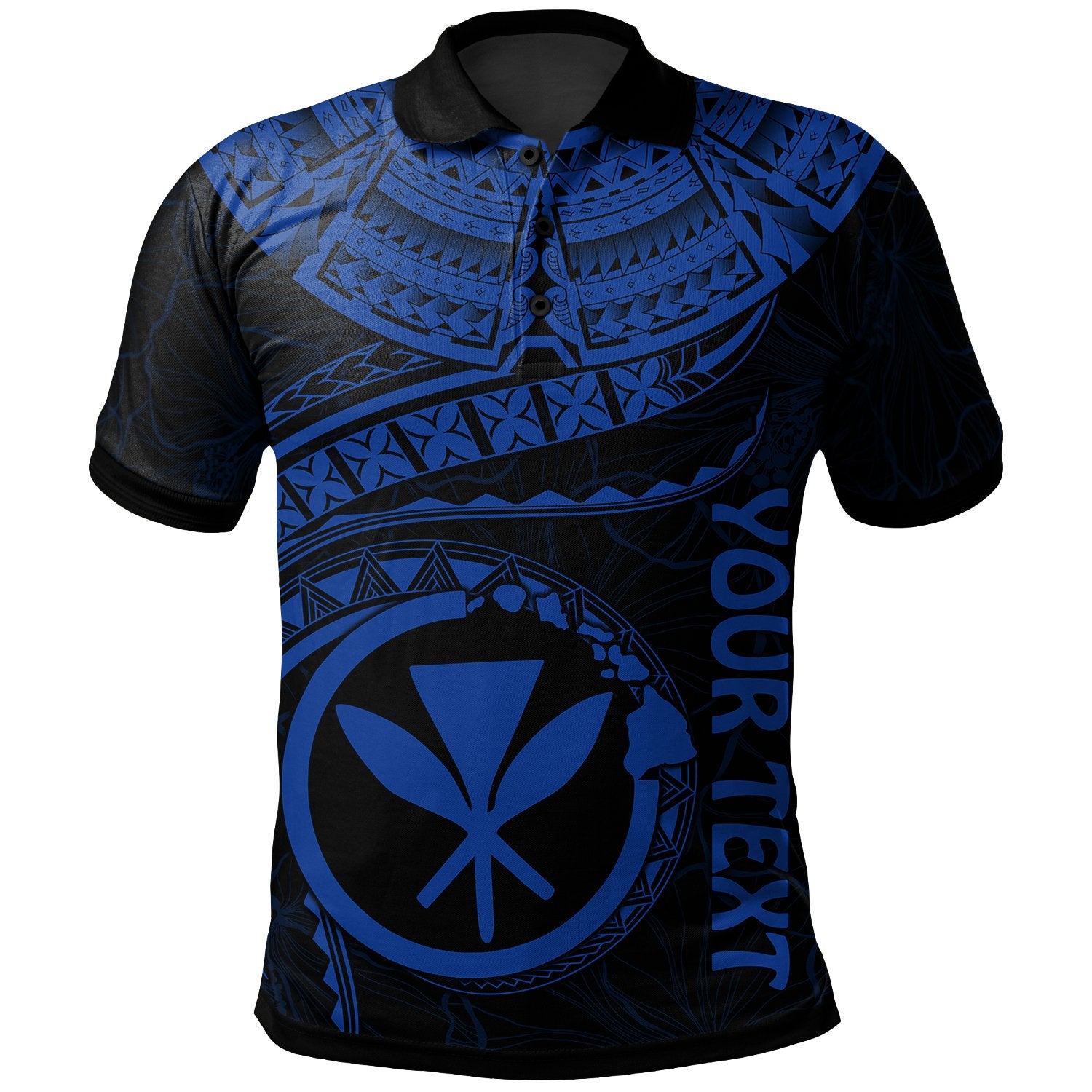 Polynesian Hawaii Custom Polo Shirt Kanaka Maoli with Hawaiian Waves (Blue) Unisex Blue - Polynesian Pride