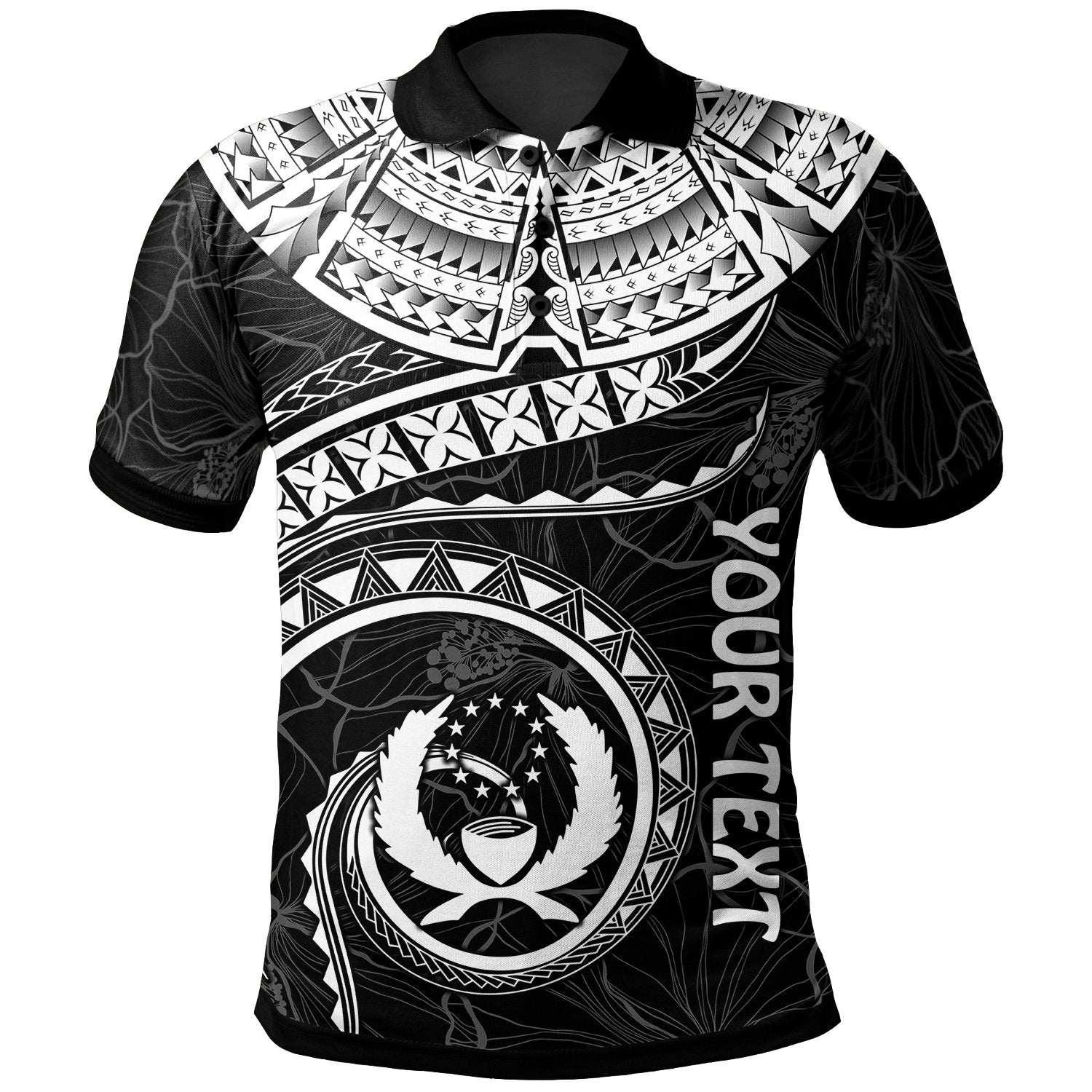 Pohnpei Polynesian Custom Polo Pohnpei Waves (White) Unisex White - Polynesian Pride