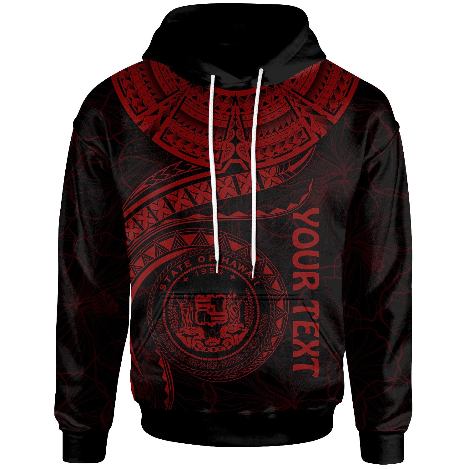 Polynesian Hawaii Custom Hoodie Hawaiian Waves (Red) Unisex Red - Polynesian Pride