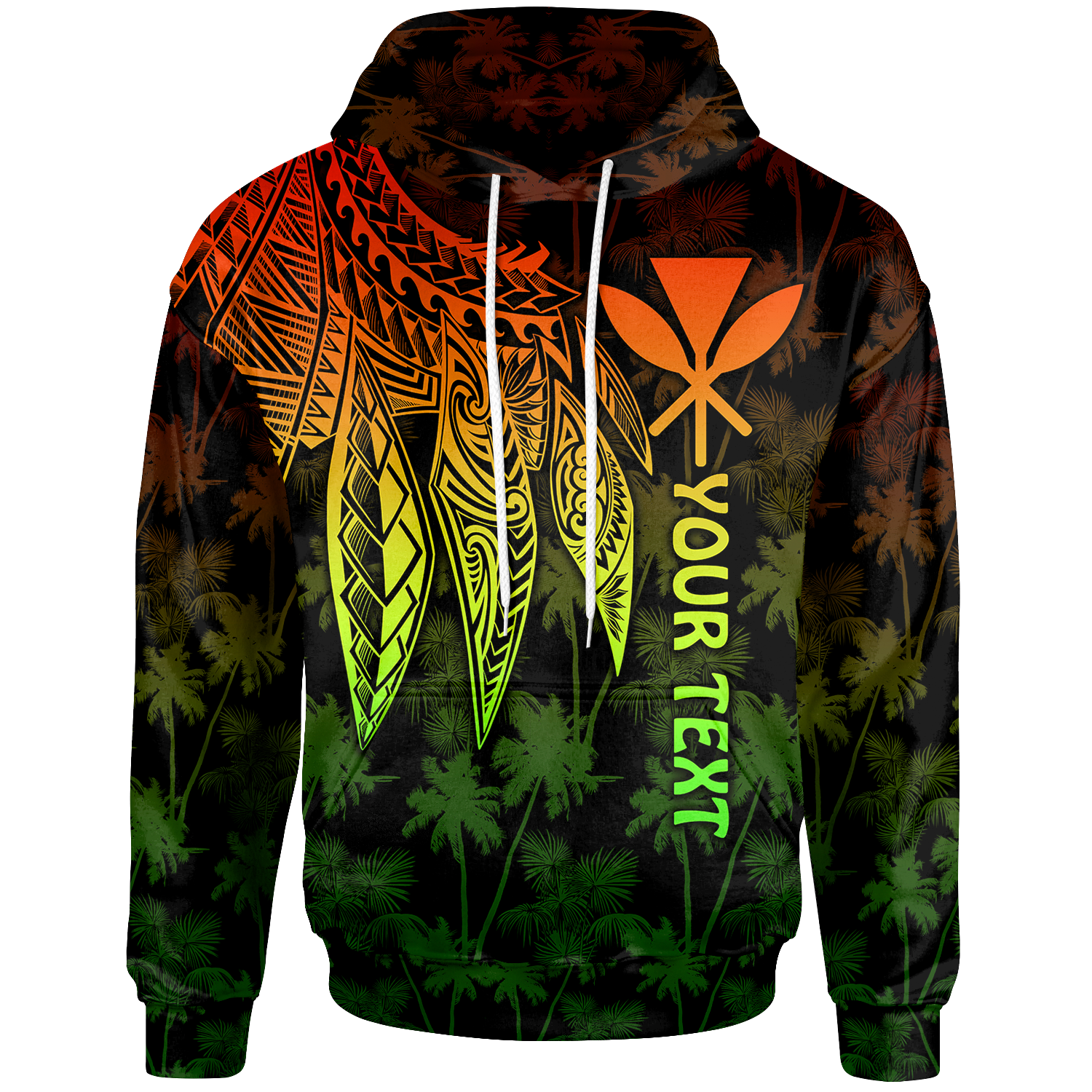 Polynesian Hawaii Kanaka Maoli Custom Hoodie Polynesian Wings (Reggae) Unisex Reggae - Polynesian Pride