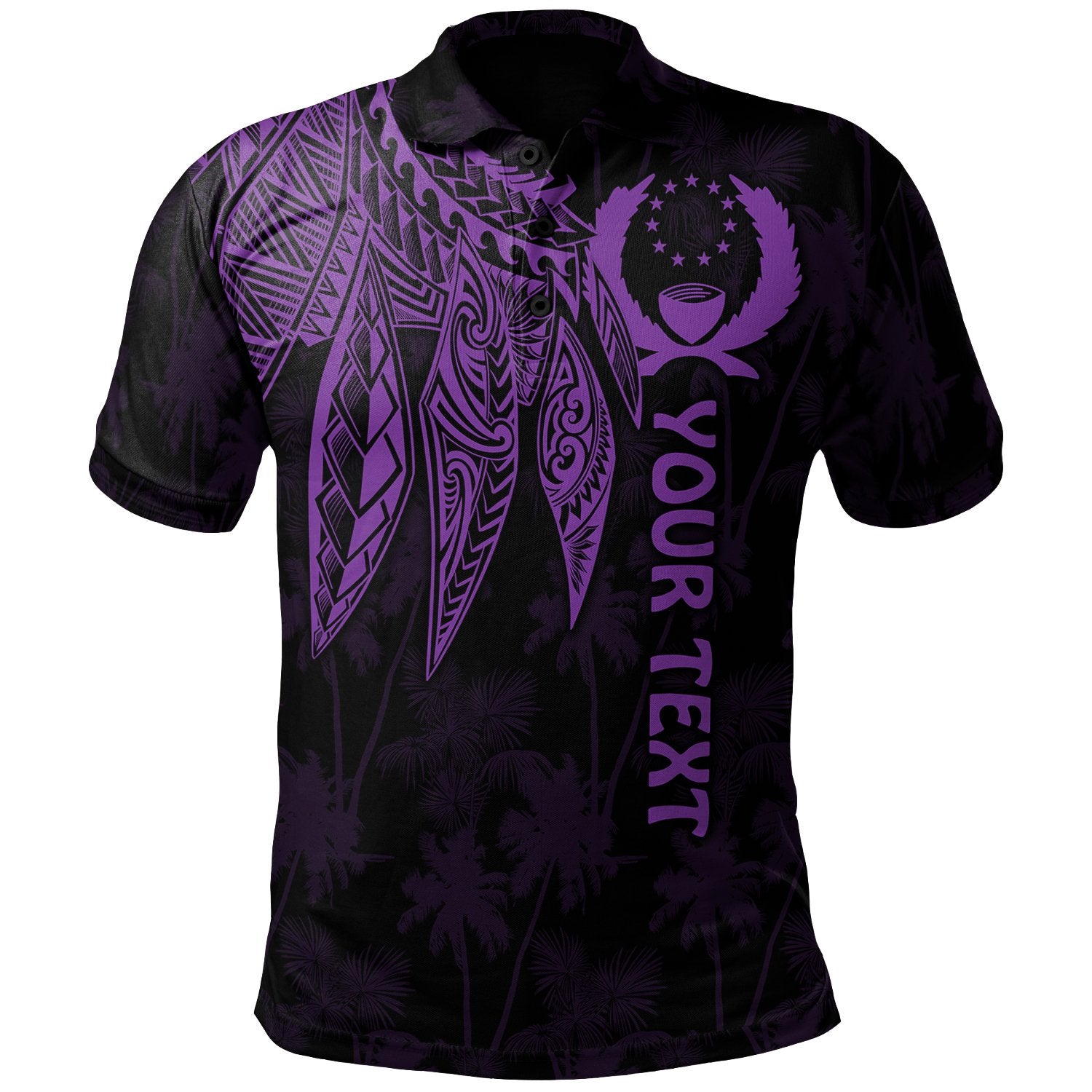 Pohnpei Custom Polo Shirt Polynesian Wings (Purple) Unisex Purple - Polynesian Pride