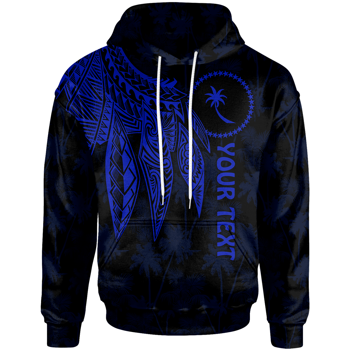 Chuuk Custom Hoodie Polynesian Wings (Blue) Unisex Blue - Polynesian Pride