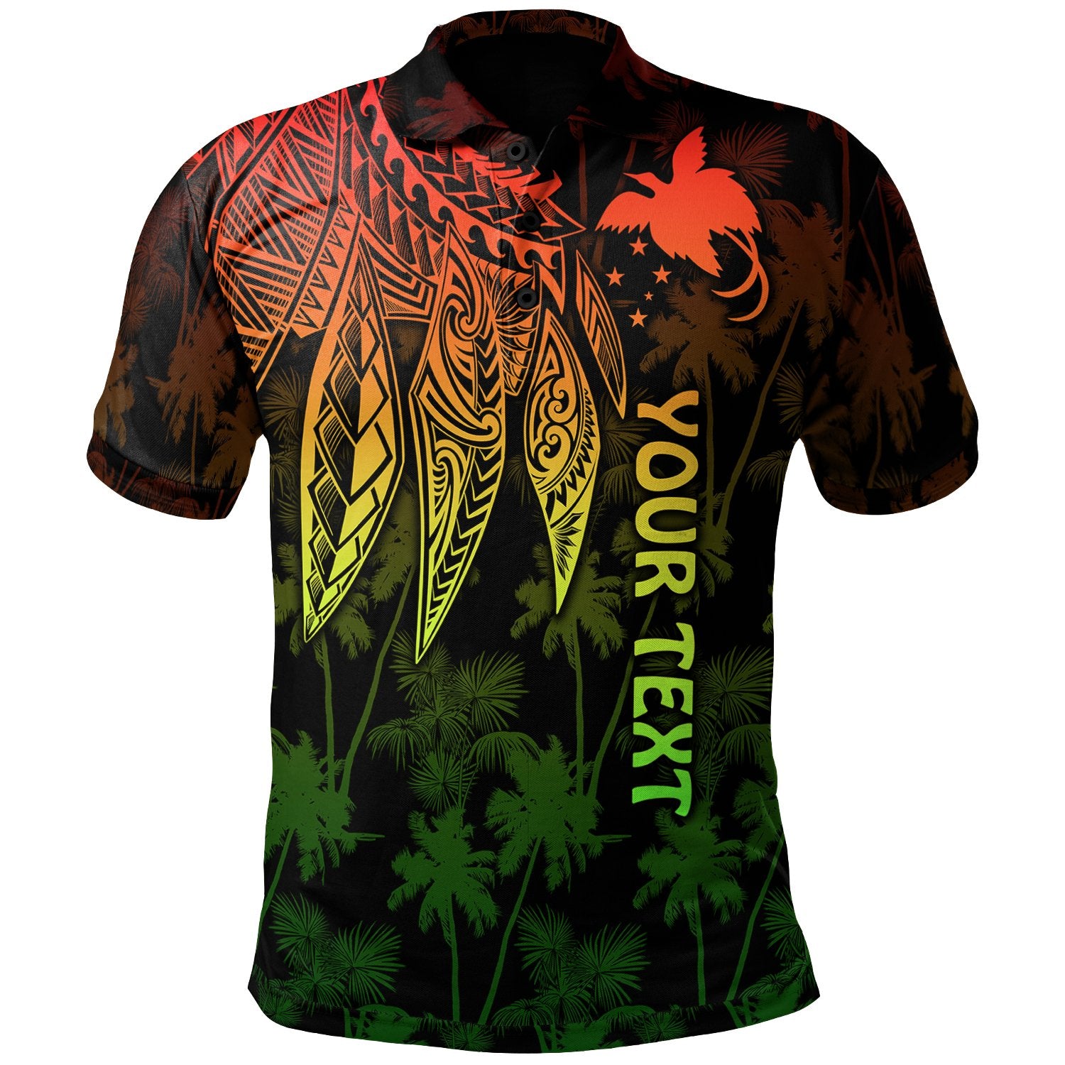 Papua New Guinea Custom Polo Shirt Polynesian Wings (Reggae) Unisex Reggae - Polynesian Pride