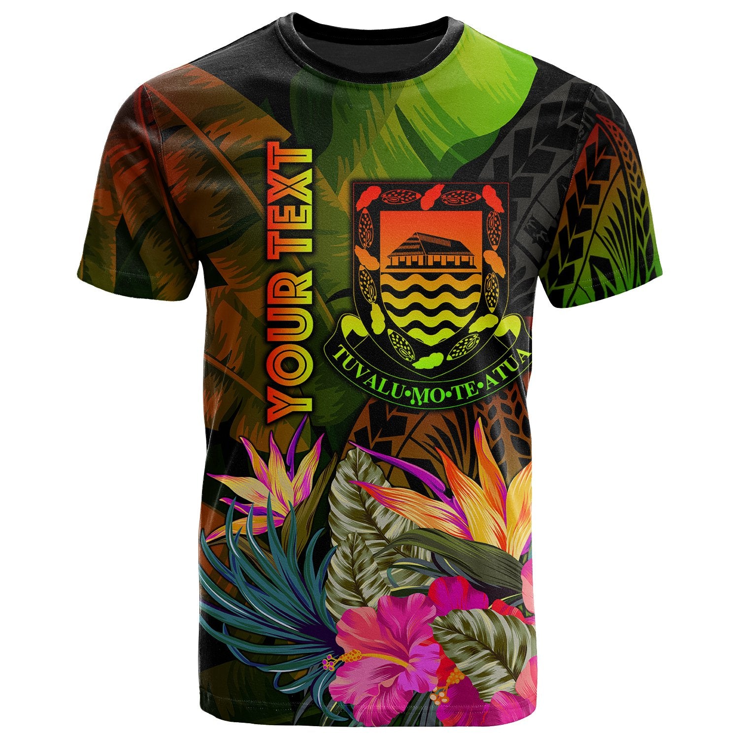 Tuvalu Polynesian Custom T Shirt Hibiscus and Banana Leaves Unisex Reggae - Polynesian Pride