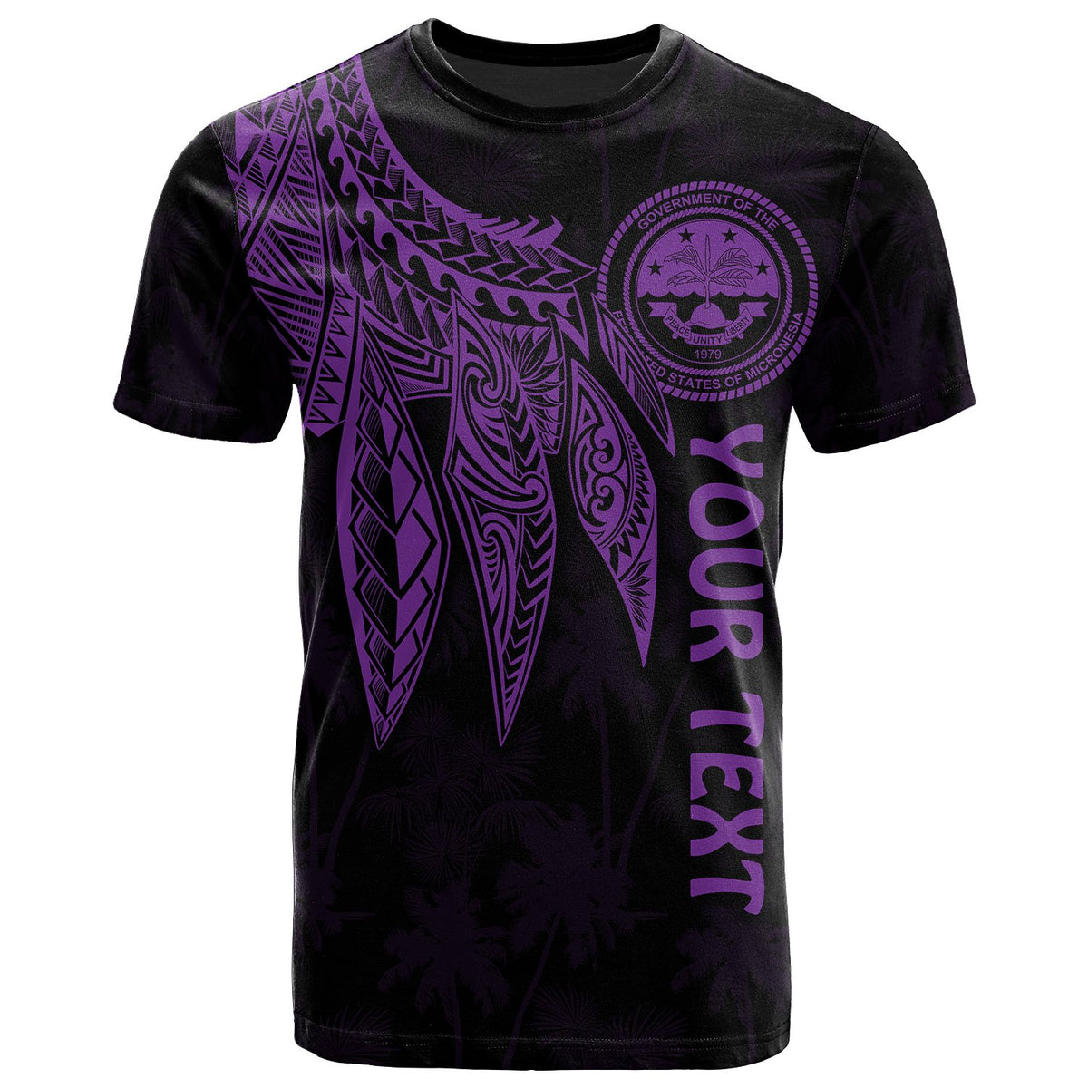 Federated States of Micronesia Custom T Shirt Polynesian Wings (Purple) Unisex Purple - Polynesian Pride