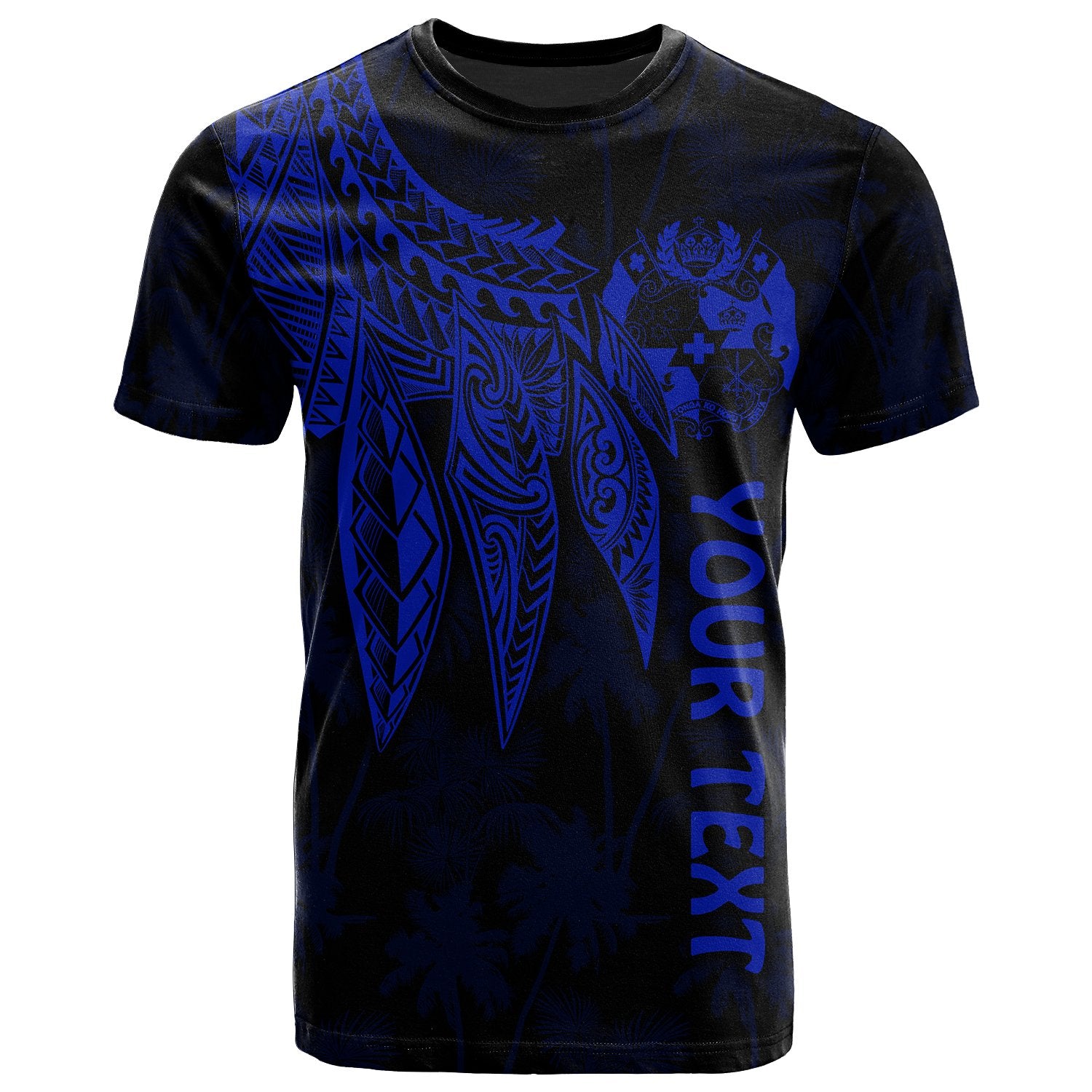 Tonga Custom T Shirt Polynesian Wings (Blue) Unisex Blue - Polynesian Pride