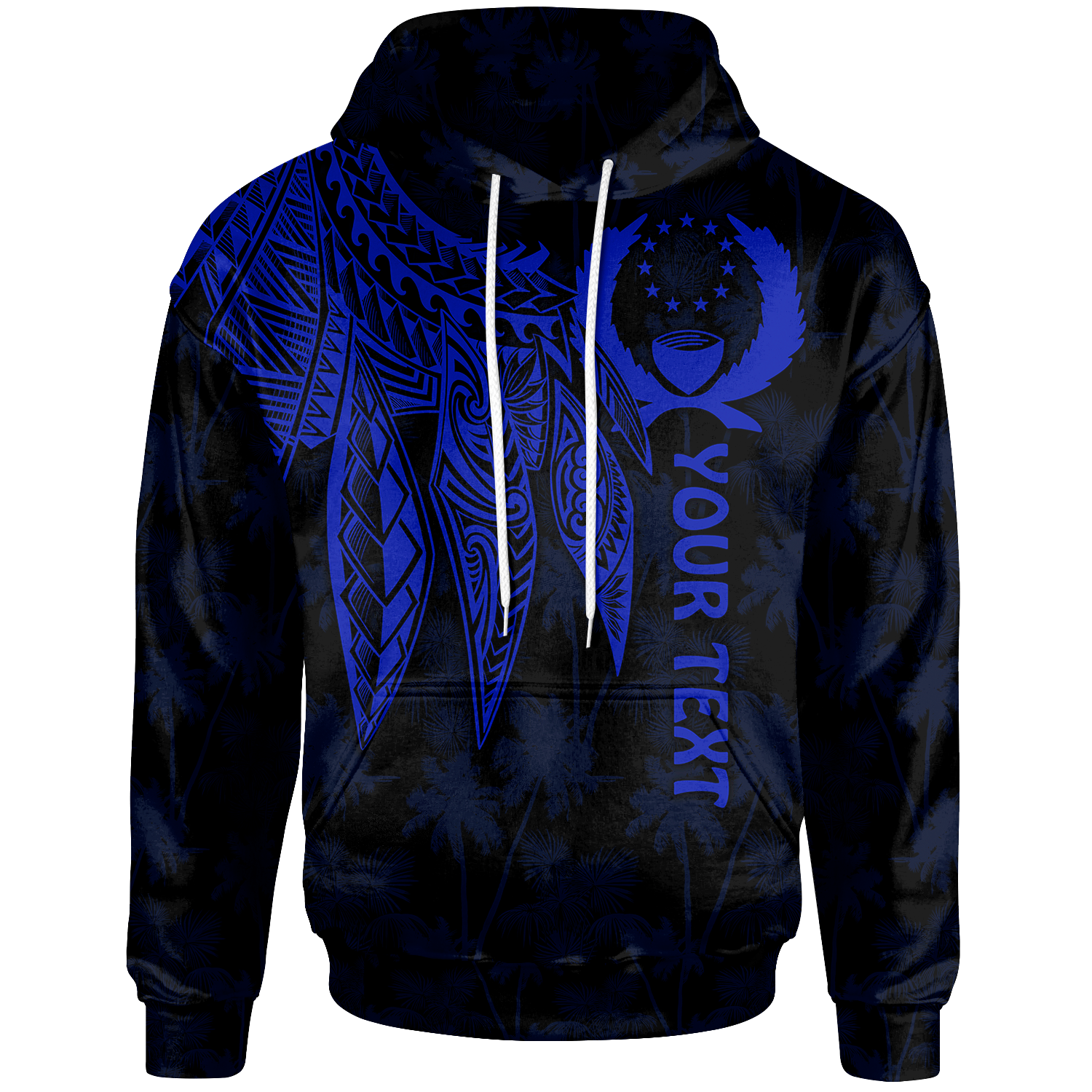 Pohnpei Custom Hoodie Polynesian Wings (Blue) Unisex Blue - Polynesian Pride