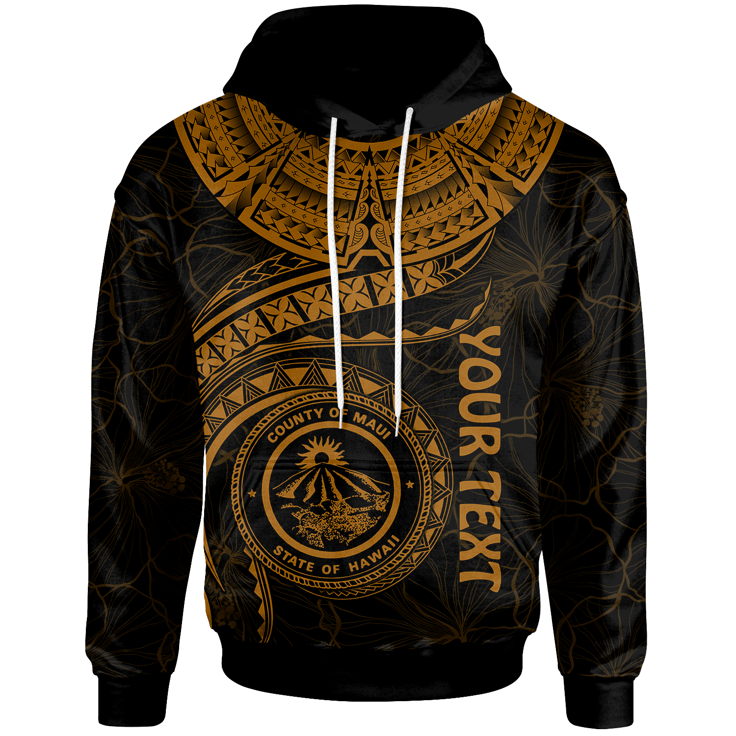 Polynesian Hawaii Custom Hoodie Maui Polynesian Waves (Golden) Unisex Golden - Polynesian Pride