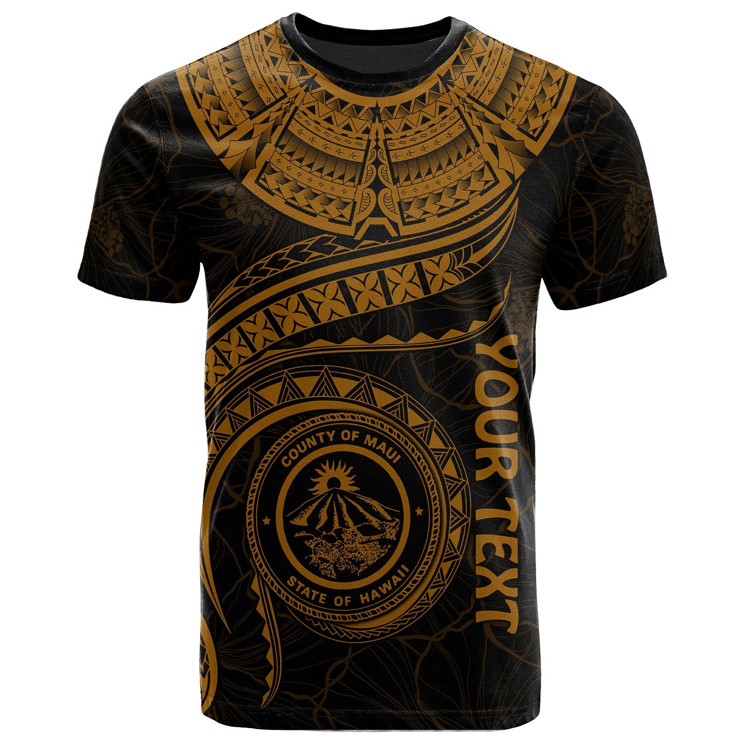 Polynesian Hawaii Custom T Shirt Maui Polynesian Waves (Golden) Unisex Golden - Polynesian Pride