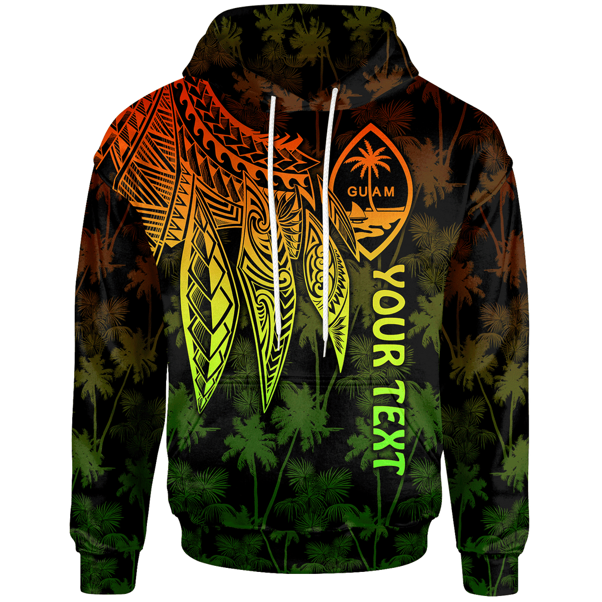 Guam Custom Hoodie Polynesian Wings (Reggae) Unisex Reggae - Polynesian Pride