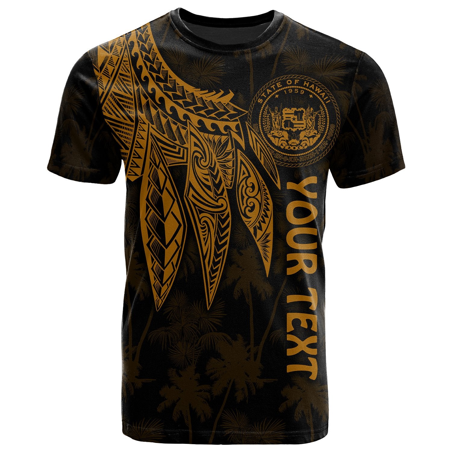 Polynesian Hawaii Custom T shirt Polynesian Wings (Golden) Unisex Golden - Polynesian Pride