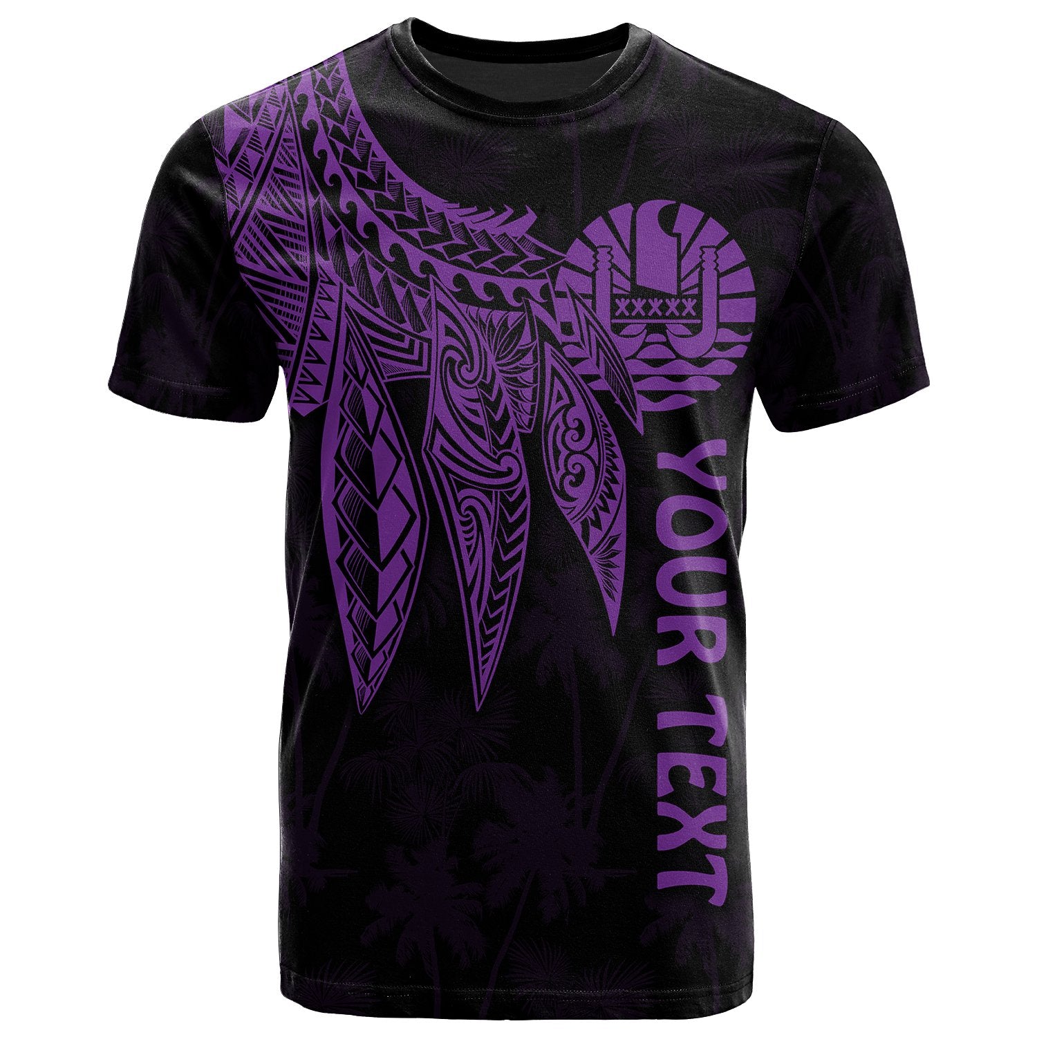 Tahiti Custom T Shirt Polynesian Wings (Purple) Unisex Blue - Polynesian Pride