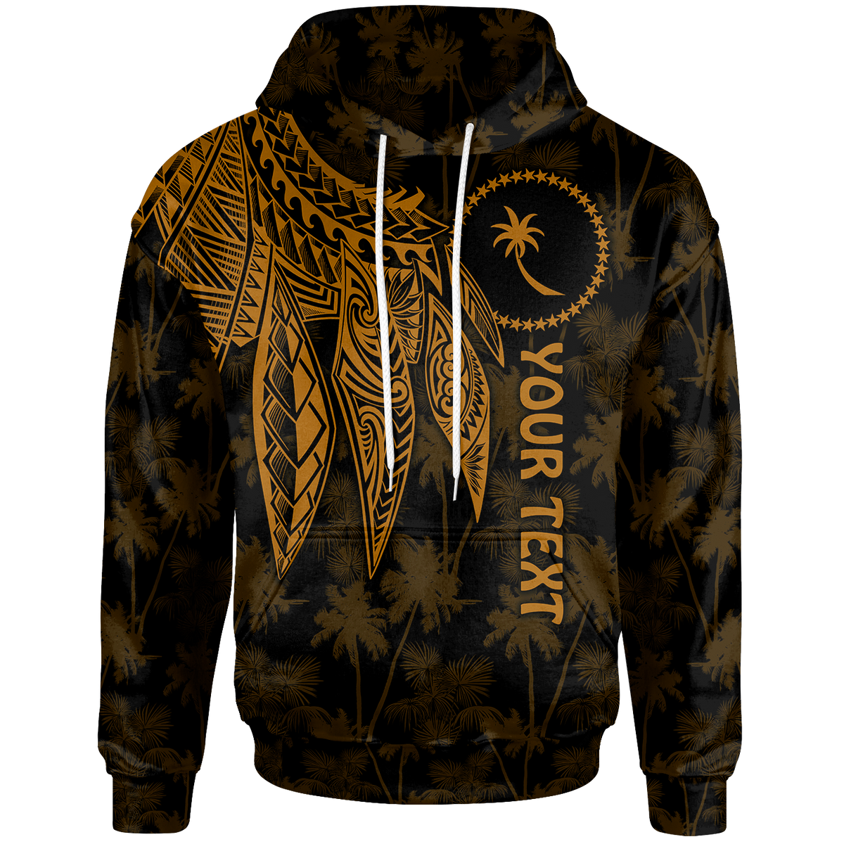 Chuuk Custom Hoodie Polynesian Wings (Golden) Unisex Golden - Polynesian Pride