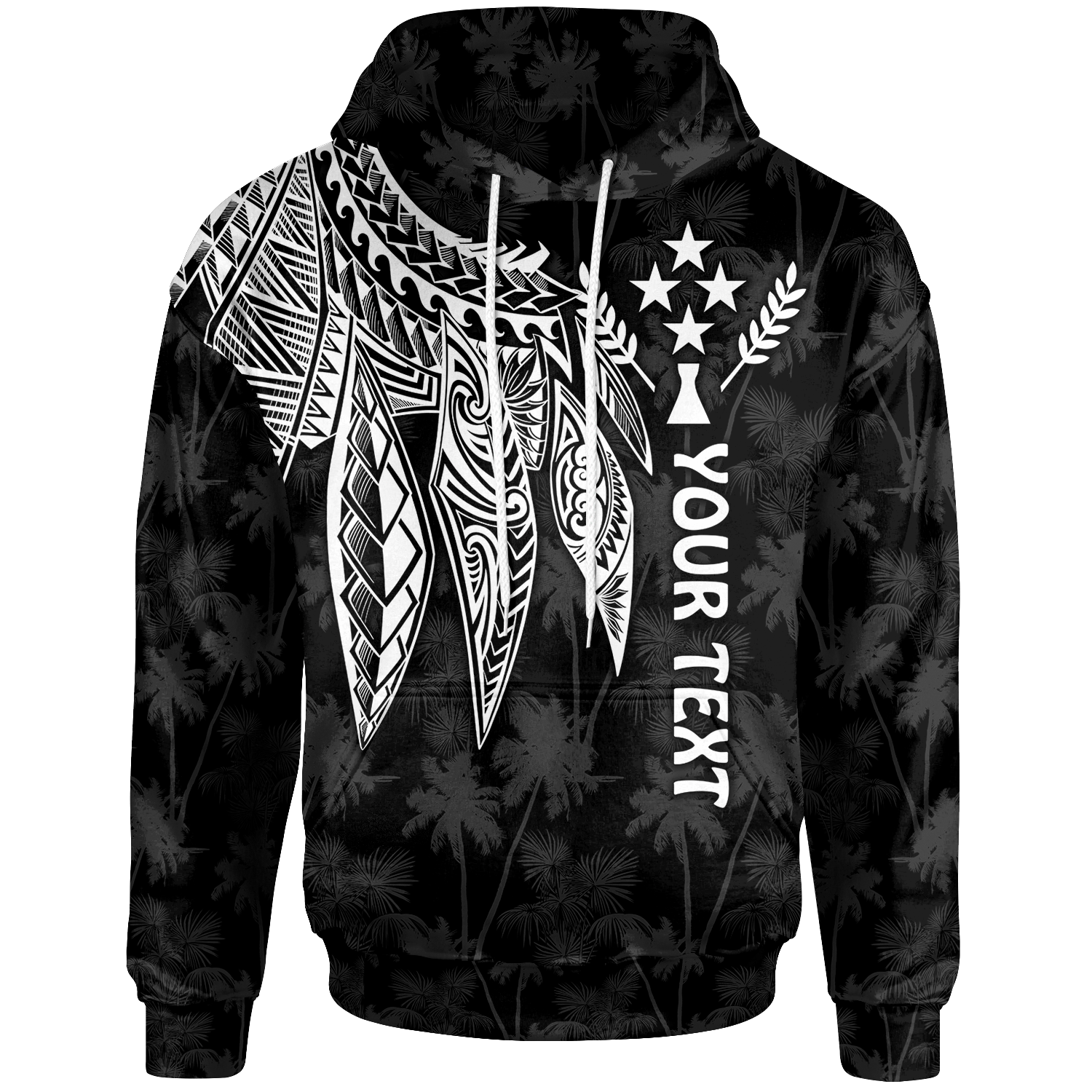 Kosrae Custom Hoodie Polynesian Wings (White) Unisex White - Polynesian Pride