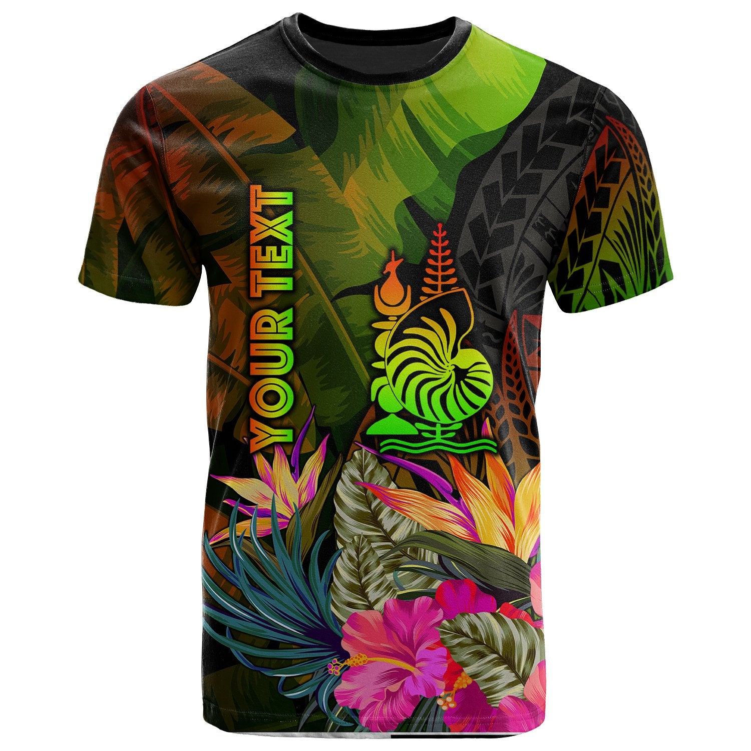 New Caledonia Polynesian Custom T Shirt Hibiscus and Banana Leaves Unisex Reggae - Polynesian Pride