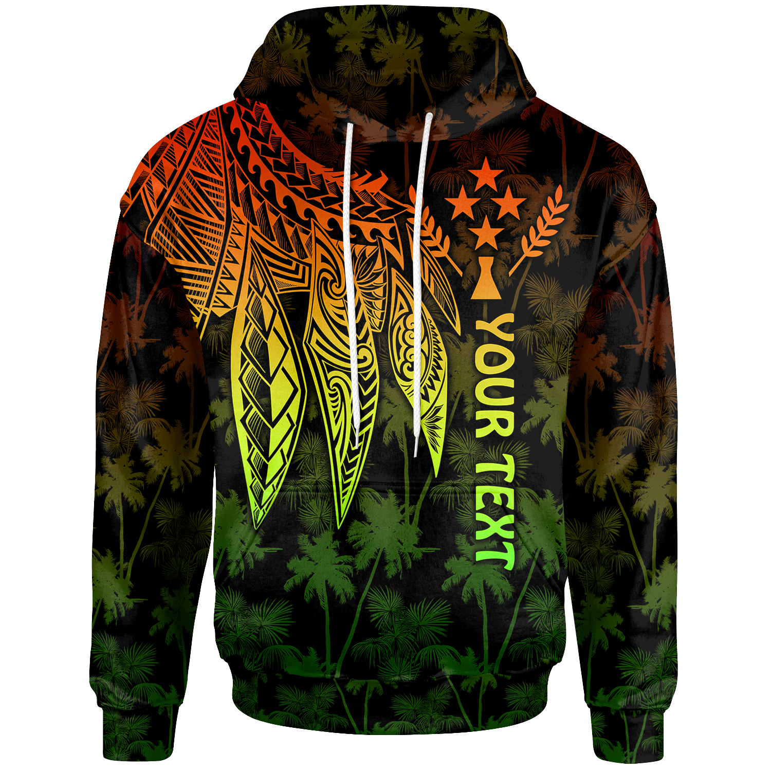 Kosrae Custom Hoodie Polynesian Wings (Reggae) Unisex Reggae - Polynesian Pride