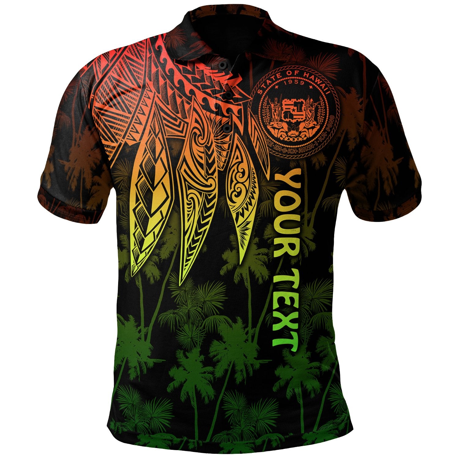 Polynesian Hawaii Custom Polo Shirt Polynesian Wings (Reggae) Unisex Reggae - Polynesian Pride