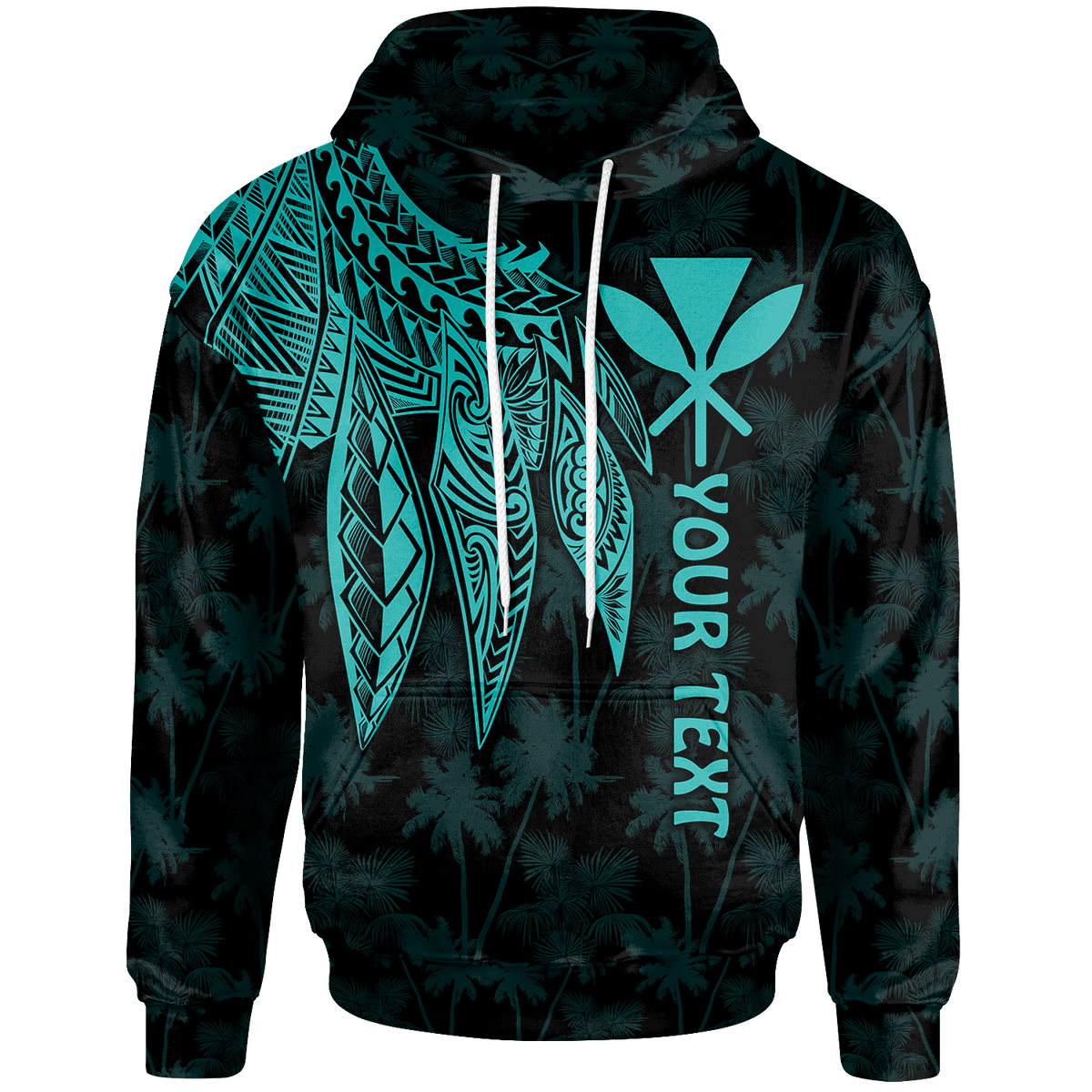 Polynesian Hawaii Kanaka Maoli Custom Hoodie Polynesian Wings (Turquoise) Unisex Turquoise - Polynesian Pride