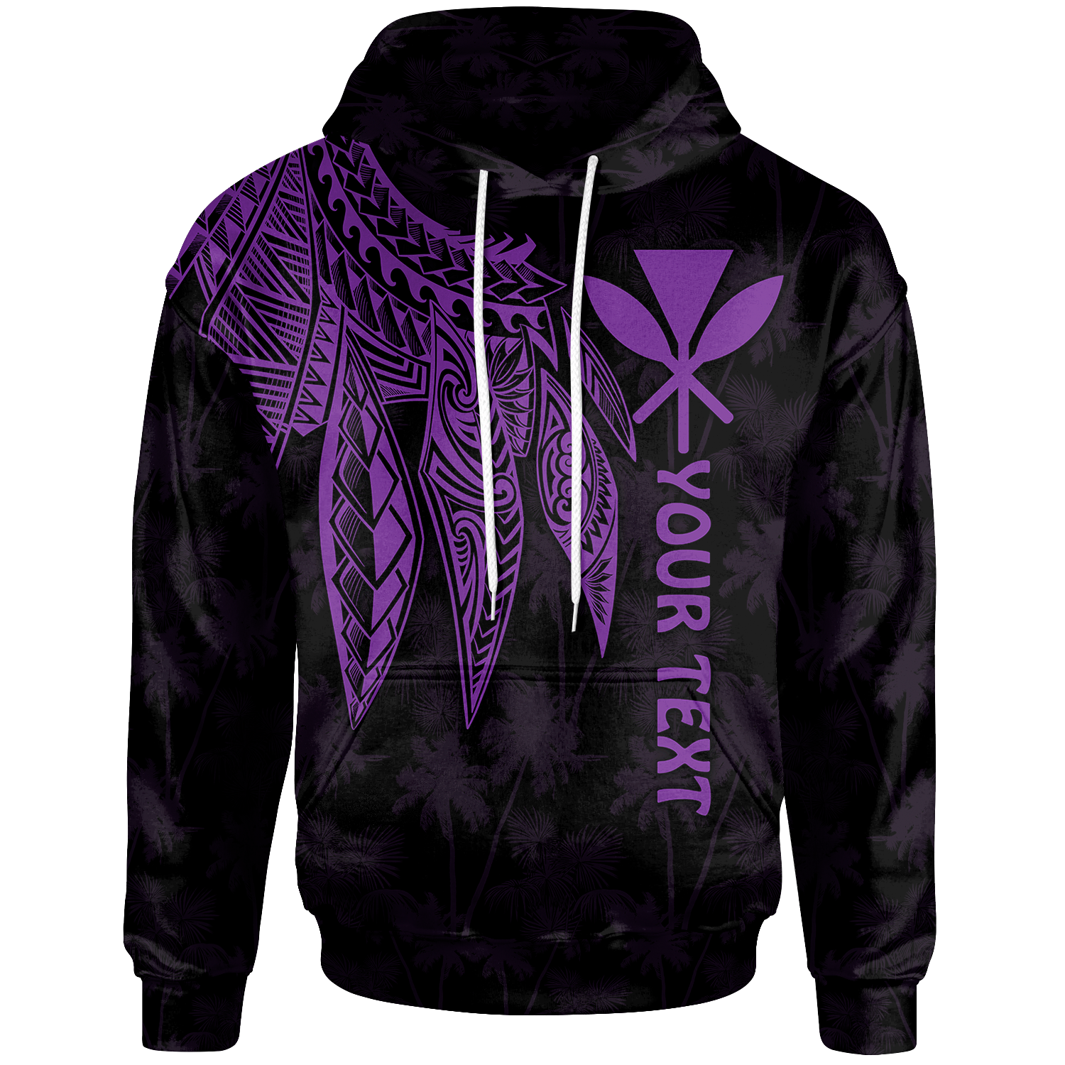 Polynesian Hawaii Kanaka Maoli Custom Hoodie Polynesian Wings (Purple) Unisex Purple - Polynesian Pride