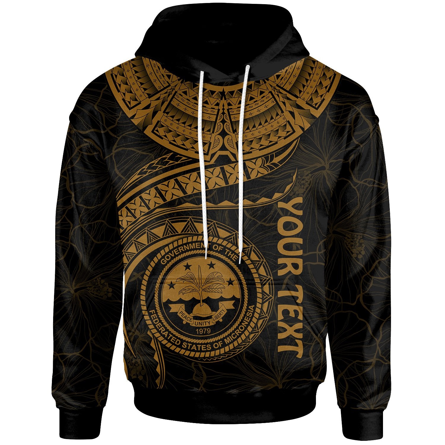 Federated States of Micronesia Polynesian Custom Hoodie FSM Waves (Golden) Unisex Golden - Polynesian Pride